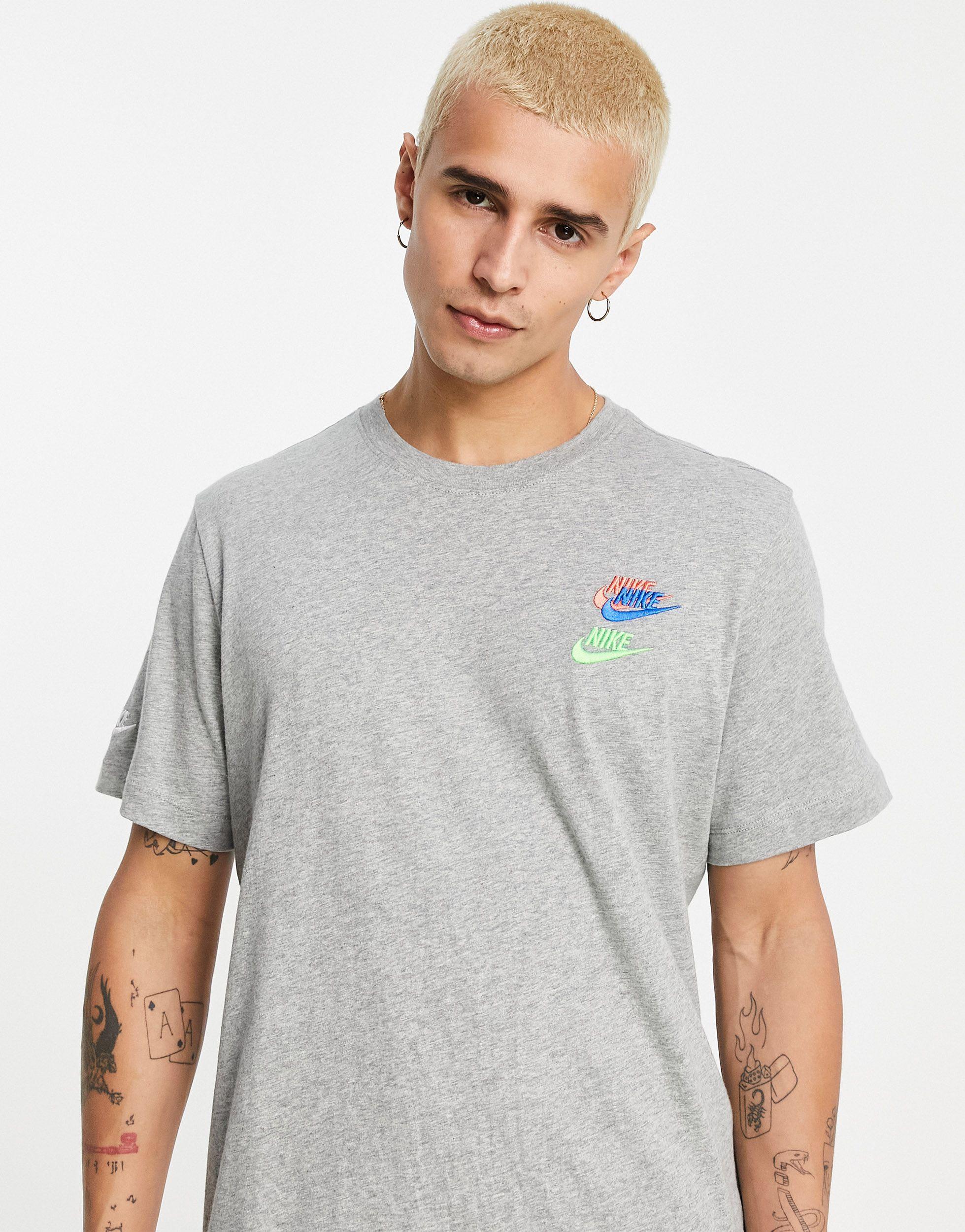 Nike Essentials+ Multi Logo T-shirt in Grey (Grey) for Men | Lyst Australia