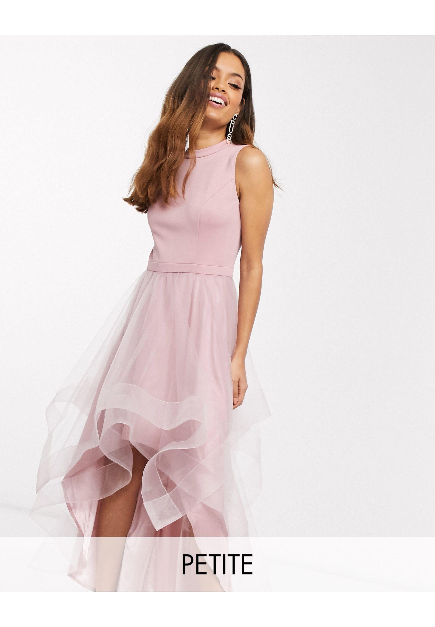 Chi Chi London Synthetik Organza Ballkleid Mit Nach Hinten Abfallendem Saum In Pink Lyst