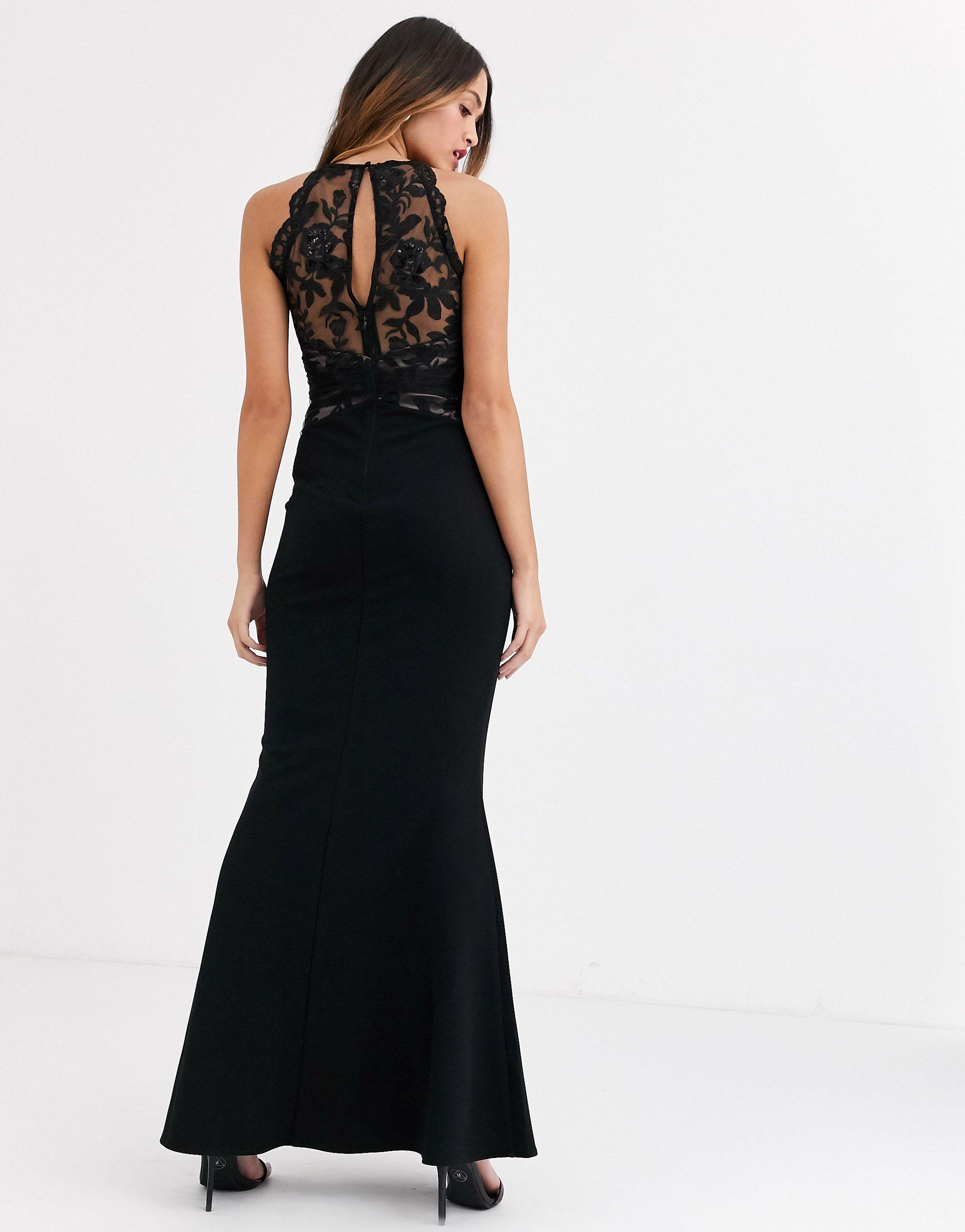 Lipsy Lace Top High Neck Maxi Dress in ...