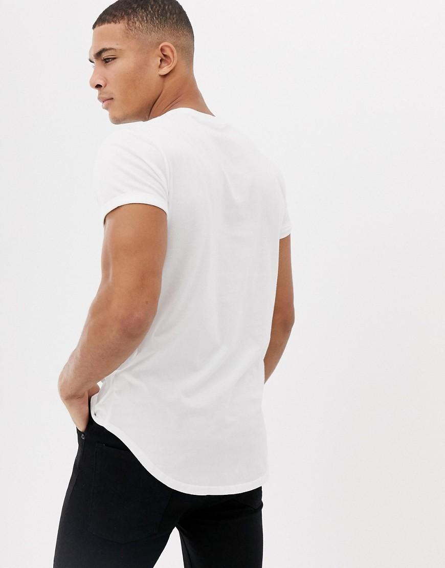 Hollister Cotton Solid Curved Hem T-shirt Seagull Logo Slim Fit in White  for Men | Lyst