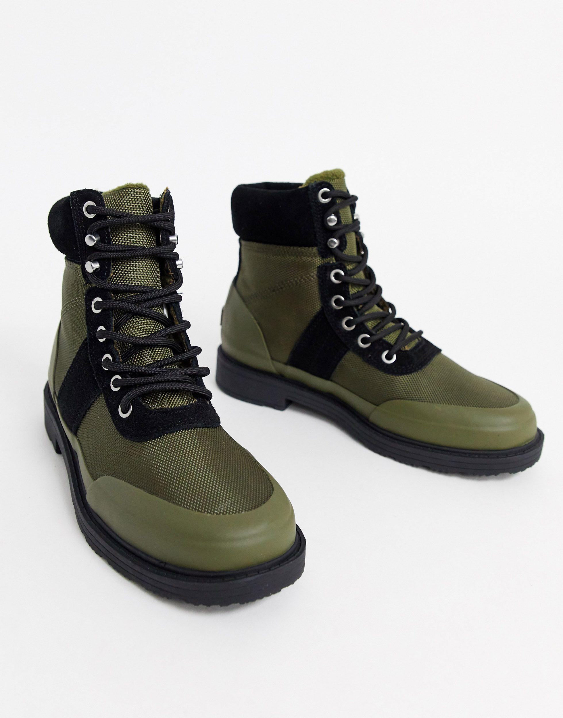 HUNTER Leather Insulated Hiker Boots in Olive (Green) - Lyst