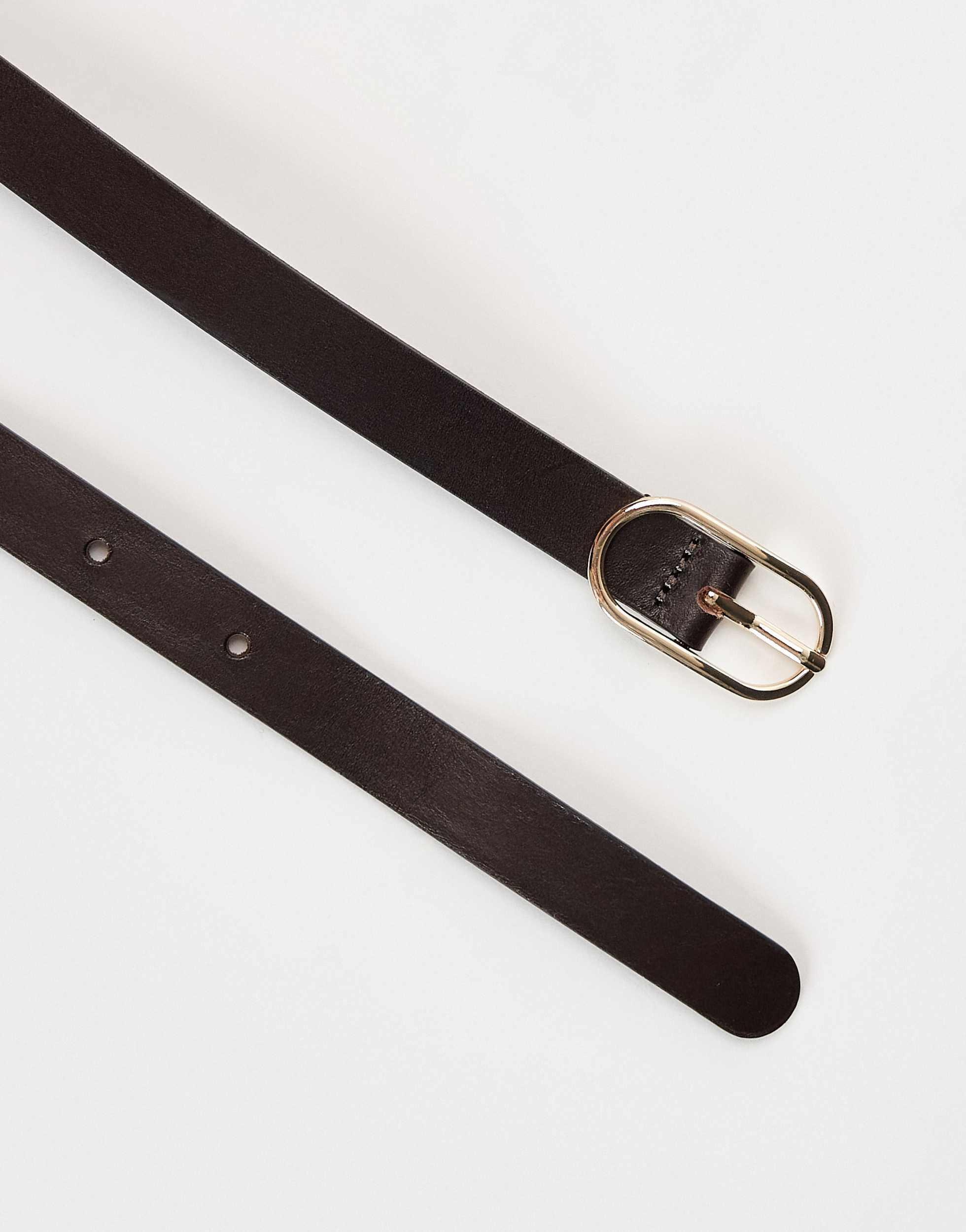 & other stories thin black belt with gold buckle Mid-Waist Leather Belt - Black - & Other Stories US main image 2