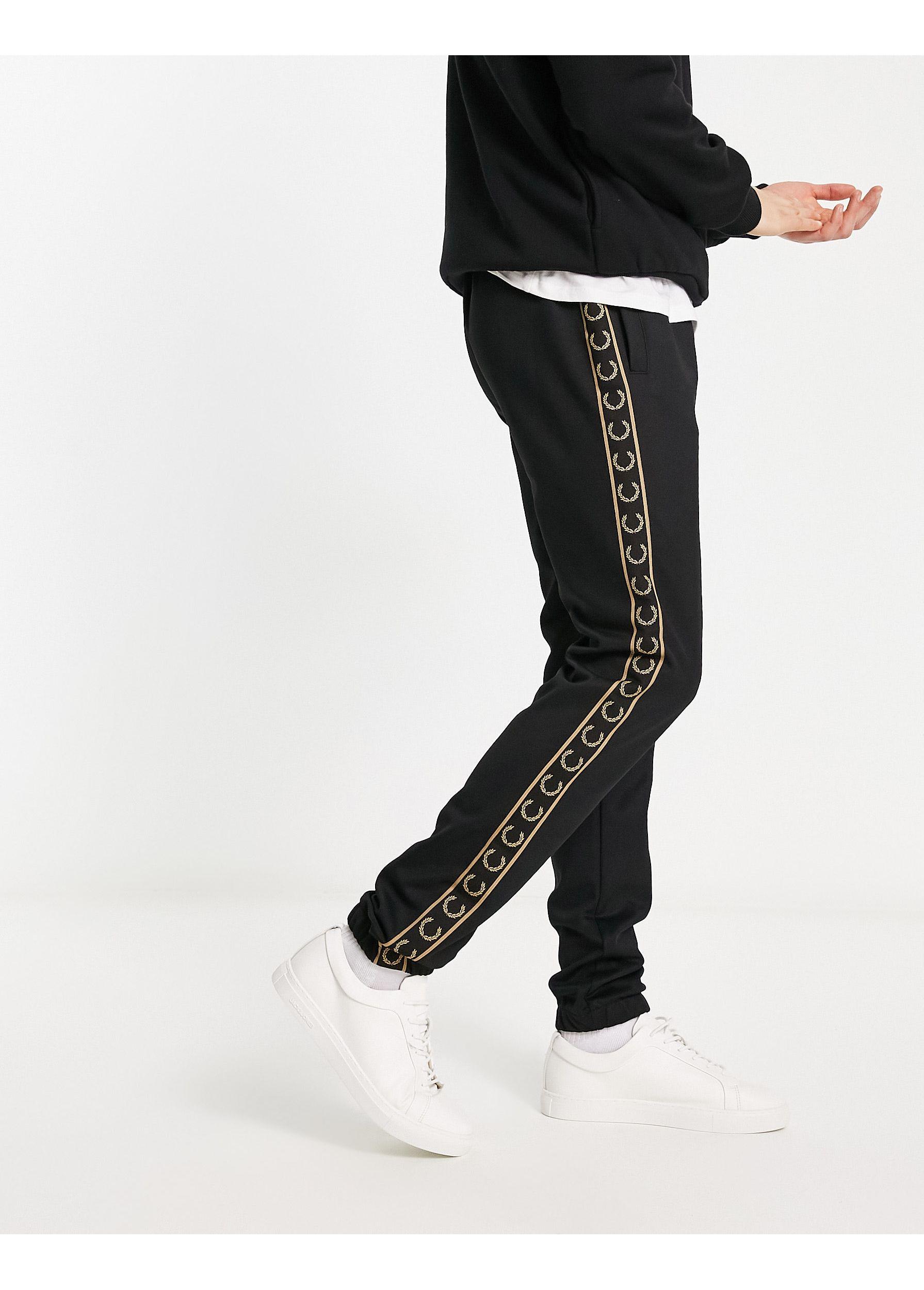 Fred Perry Taped Track Pants in Black for Men | Lyst