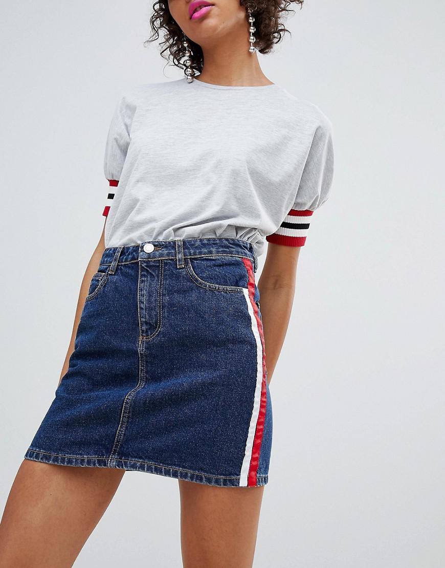 denim skirt with stripe