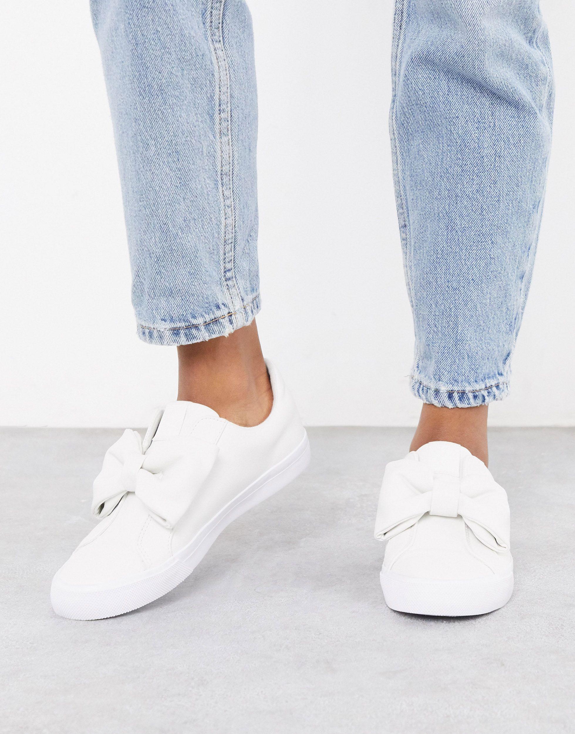 ASOS Dekker Bow Slip On Sneakers in White | Lyst
