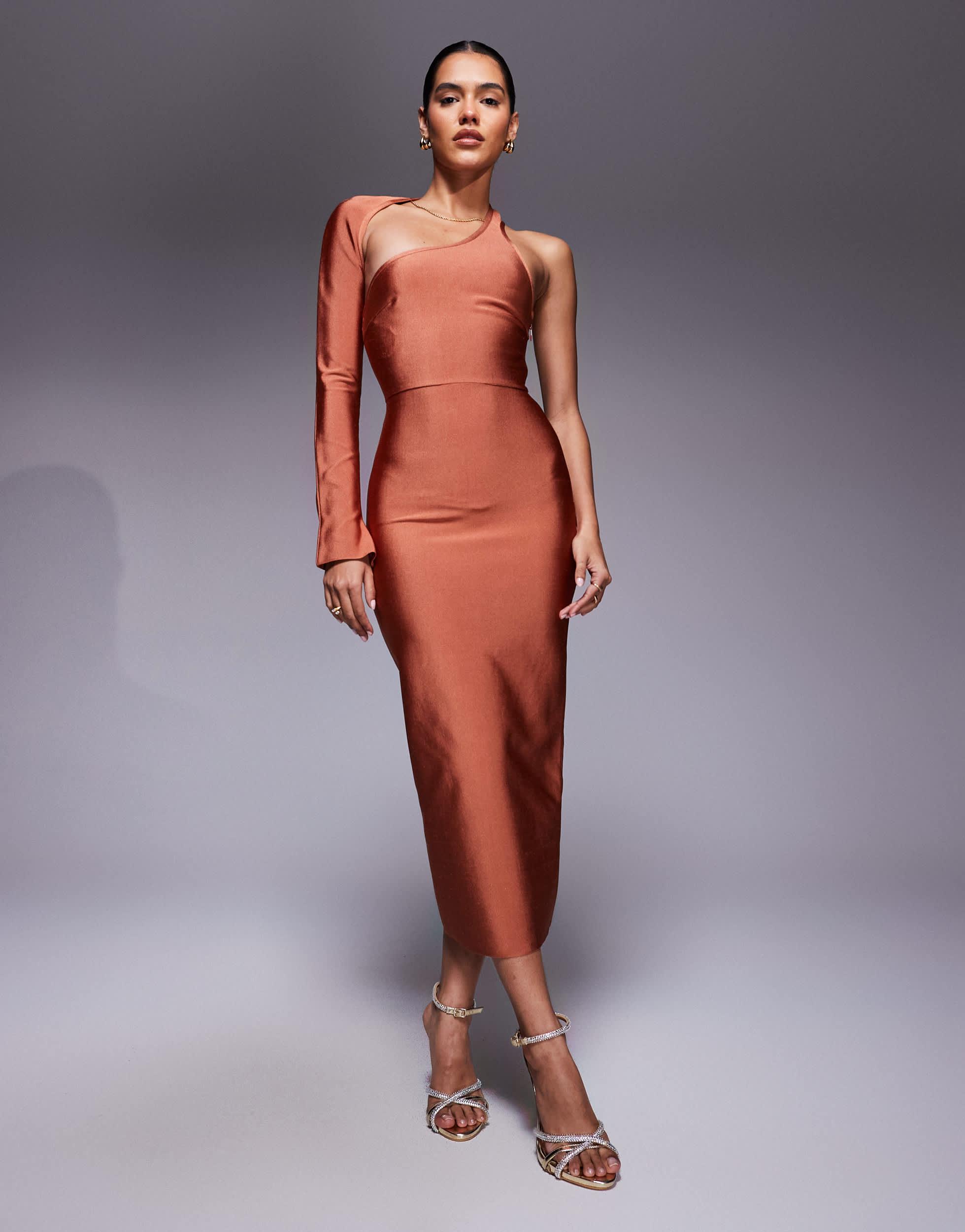 women in satin dress Athena Satin Dress