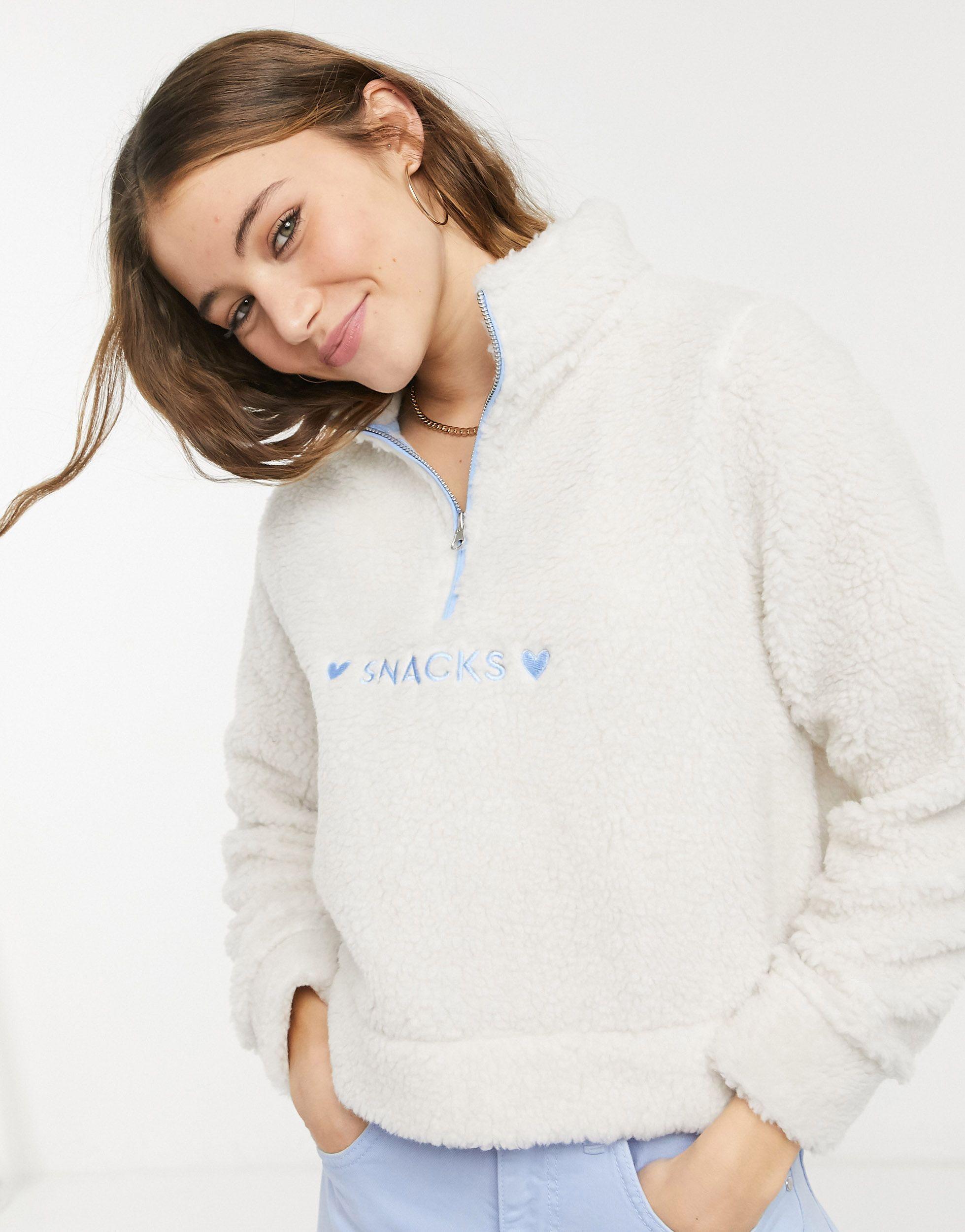 fluffy half zip sweatshirt