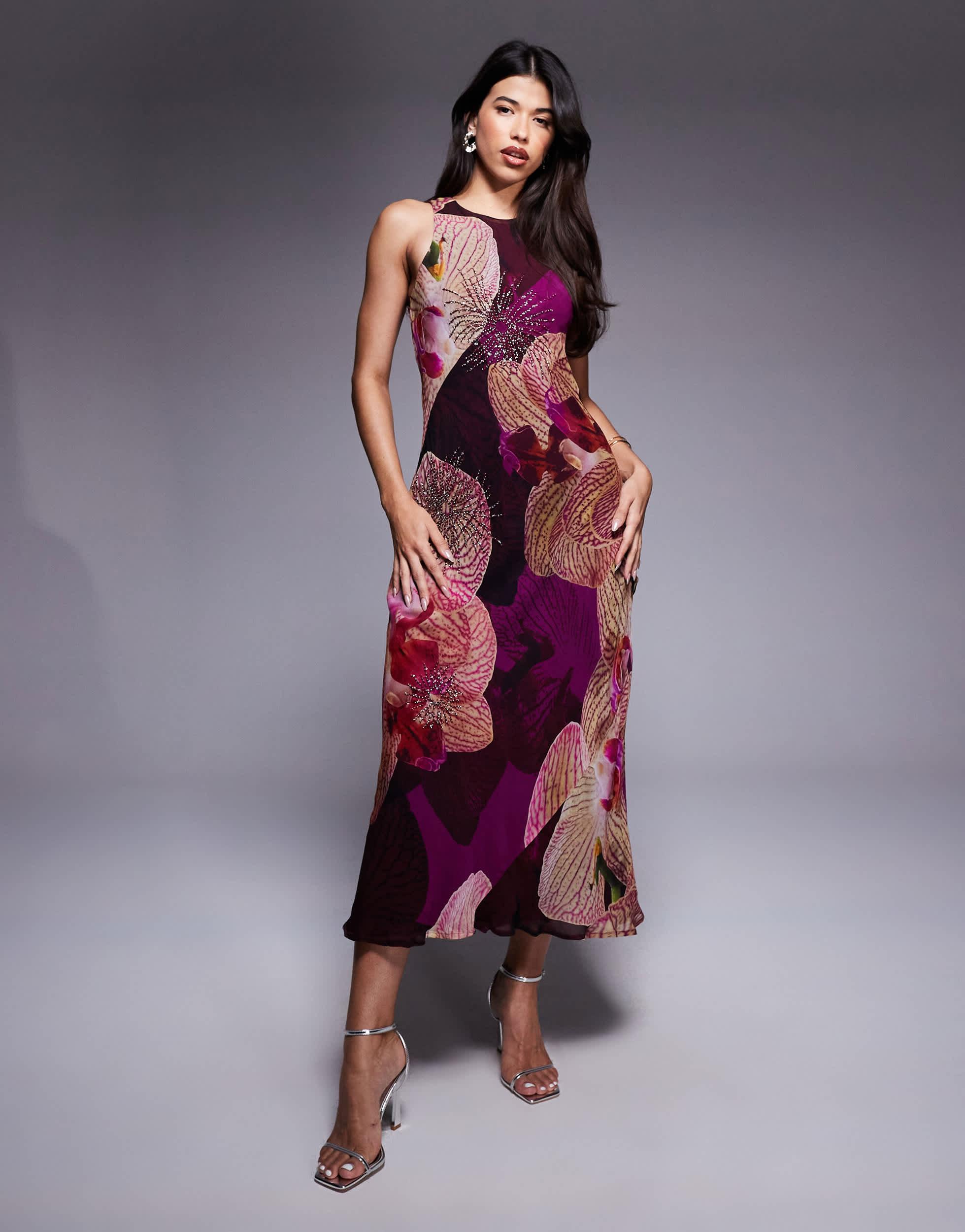 river island purple floral frill maxi dress river island purple floral frill maxi dress