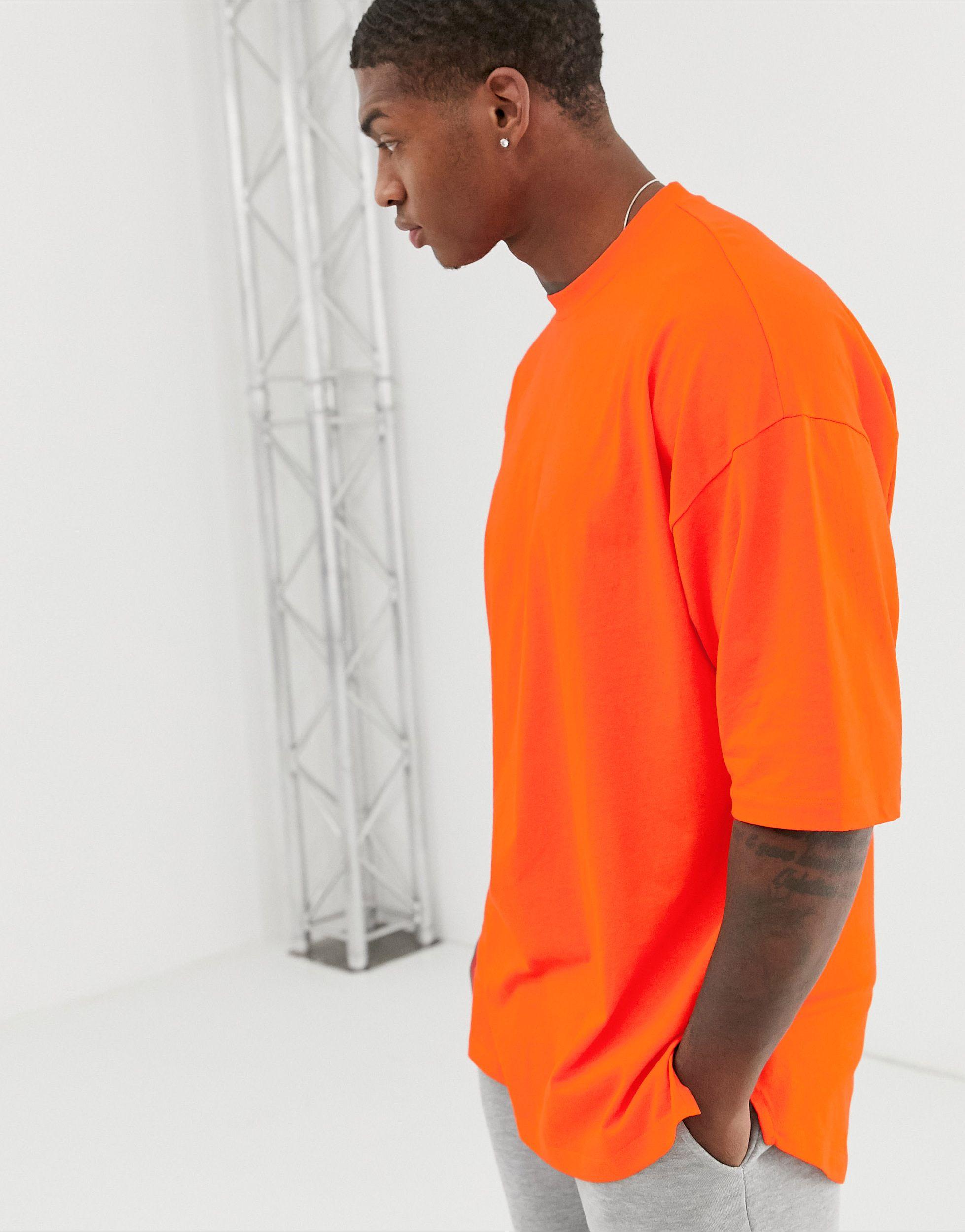 ASOS Oversized T-shirt With Side Split in Orange for Men | Lyst
