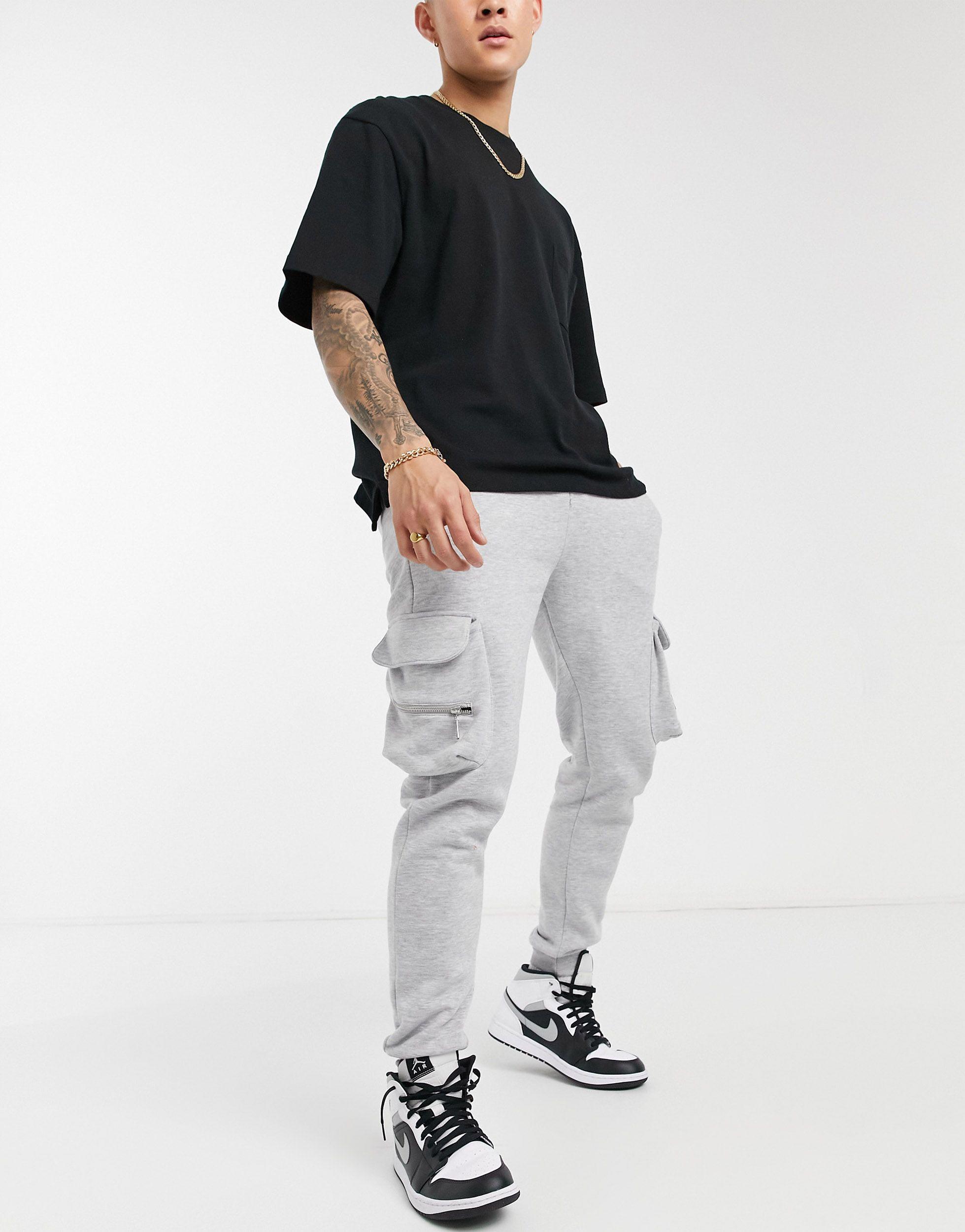 River Island Slim Cargo joggers in Ice 