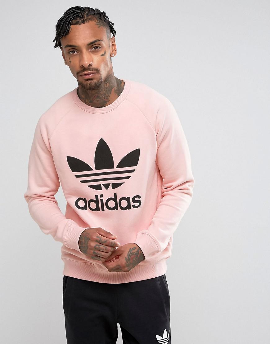 adidas Originals Cotton Trefoil Crew Neck Sweatshirt In Pink Bs2196 for Men  | Lyst Australia