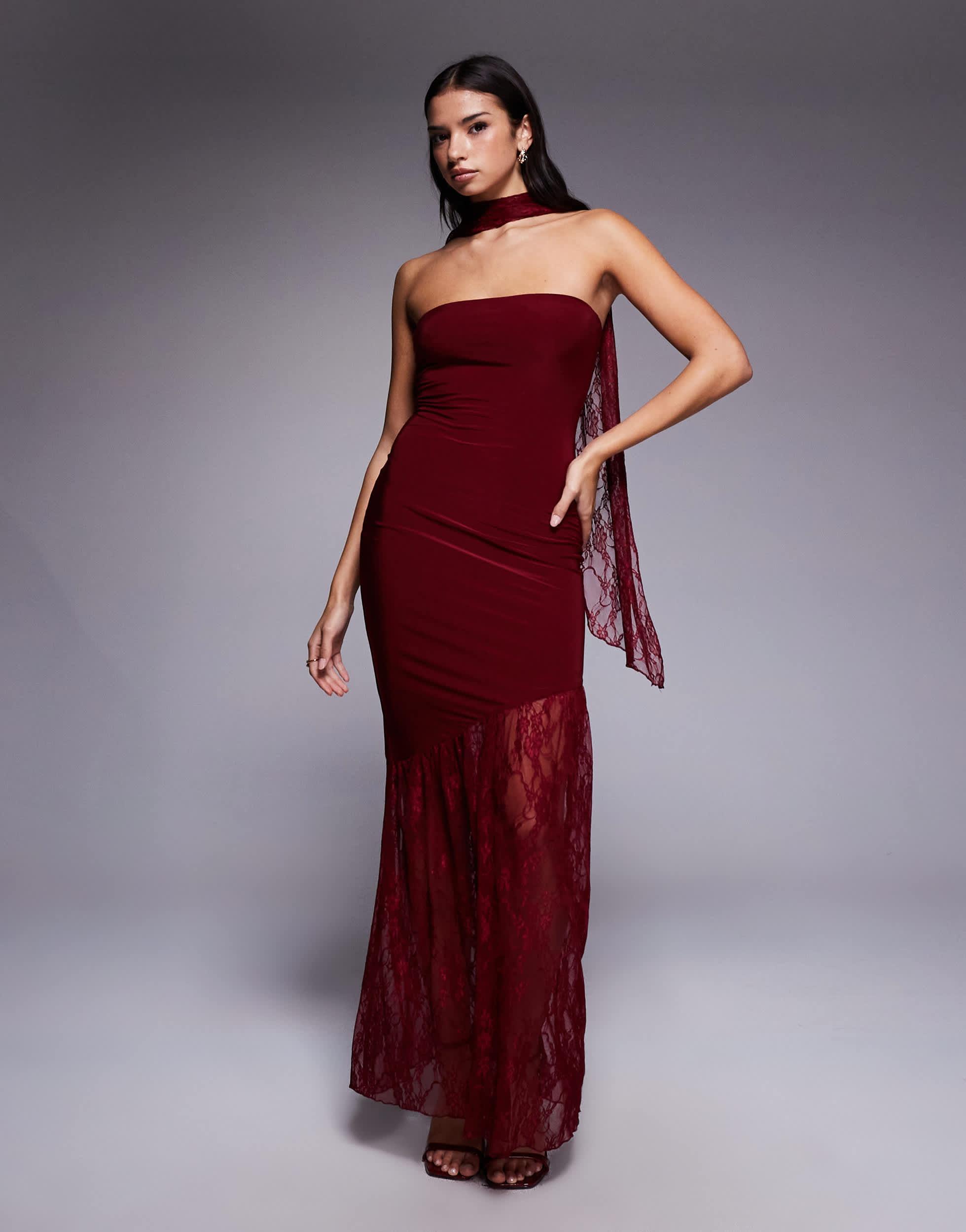 green emerald velvet dress Exclusive Double Sculpted Slinky Ruffle Shoulder Maxi Dress in Black   Fashionkilla Online
