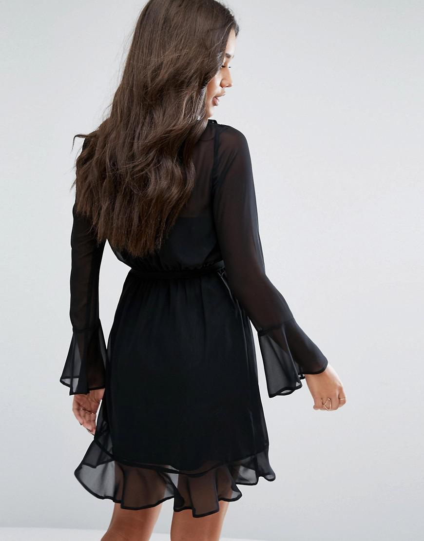 lipsy ruffle wrap dress