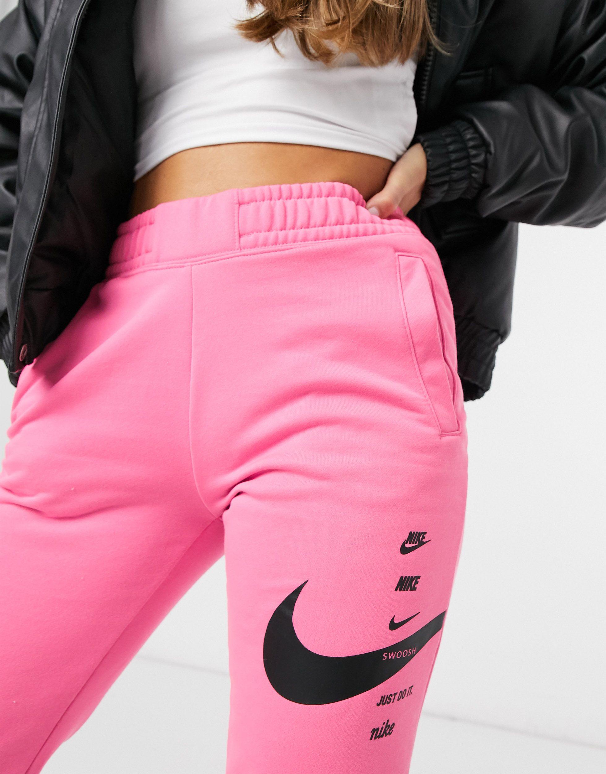 Nike Fleece Stacked Swoosh Logo Sweatpant in Pink | Lyst UK