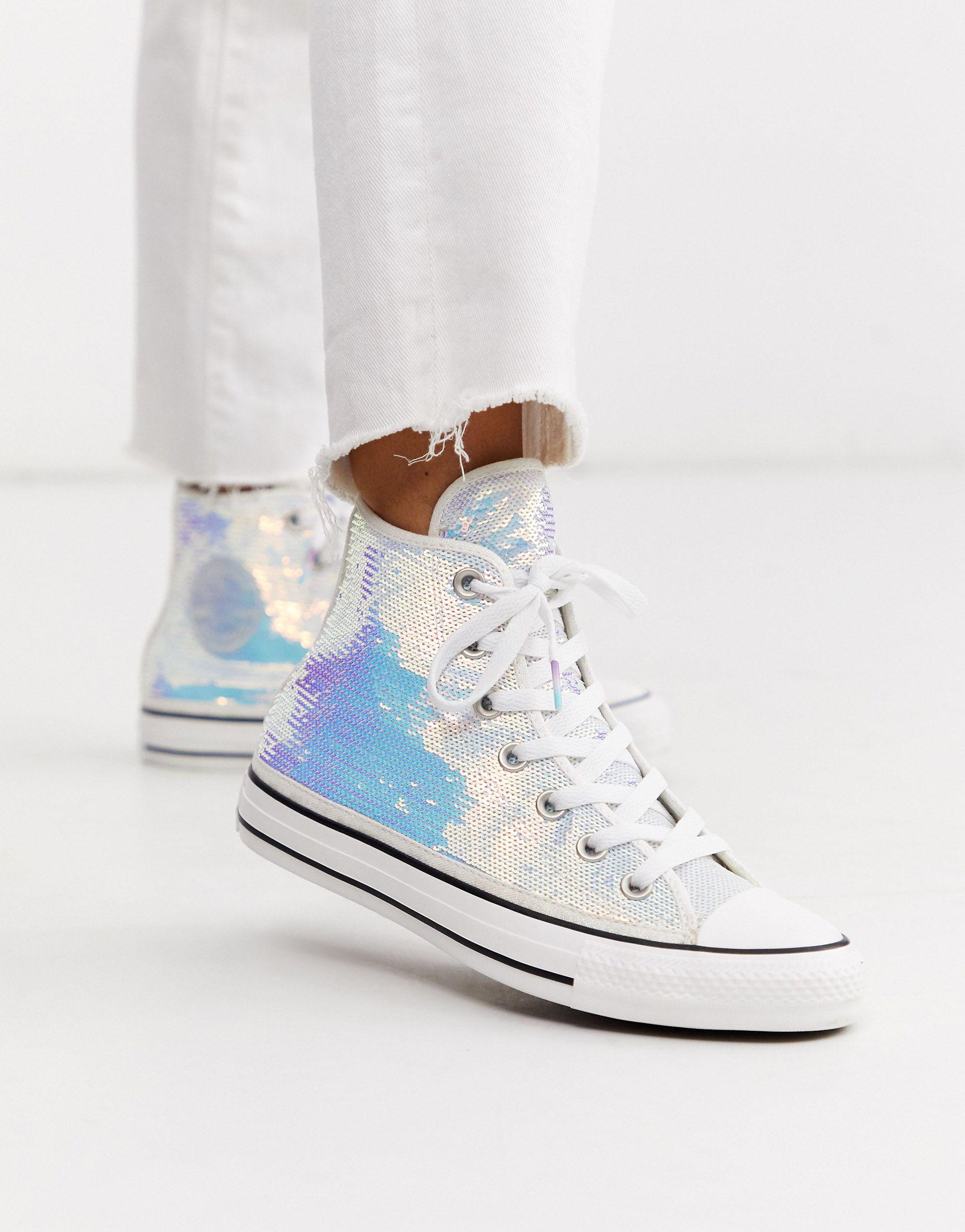 Converse – Chuck Taylor – Hohe Sneaker mit kleinen, funkelnden Pailletten  in Mettallic | Lyst DE