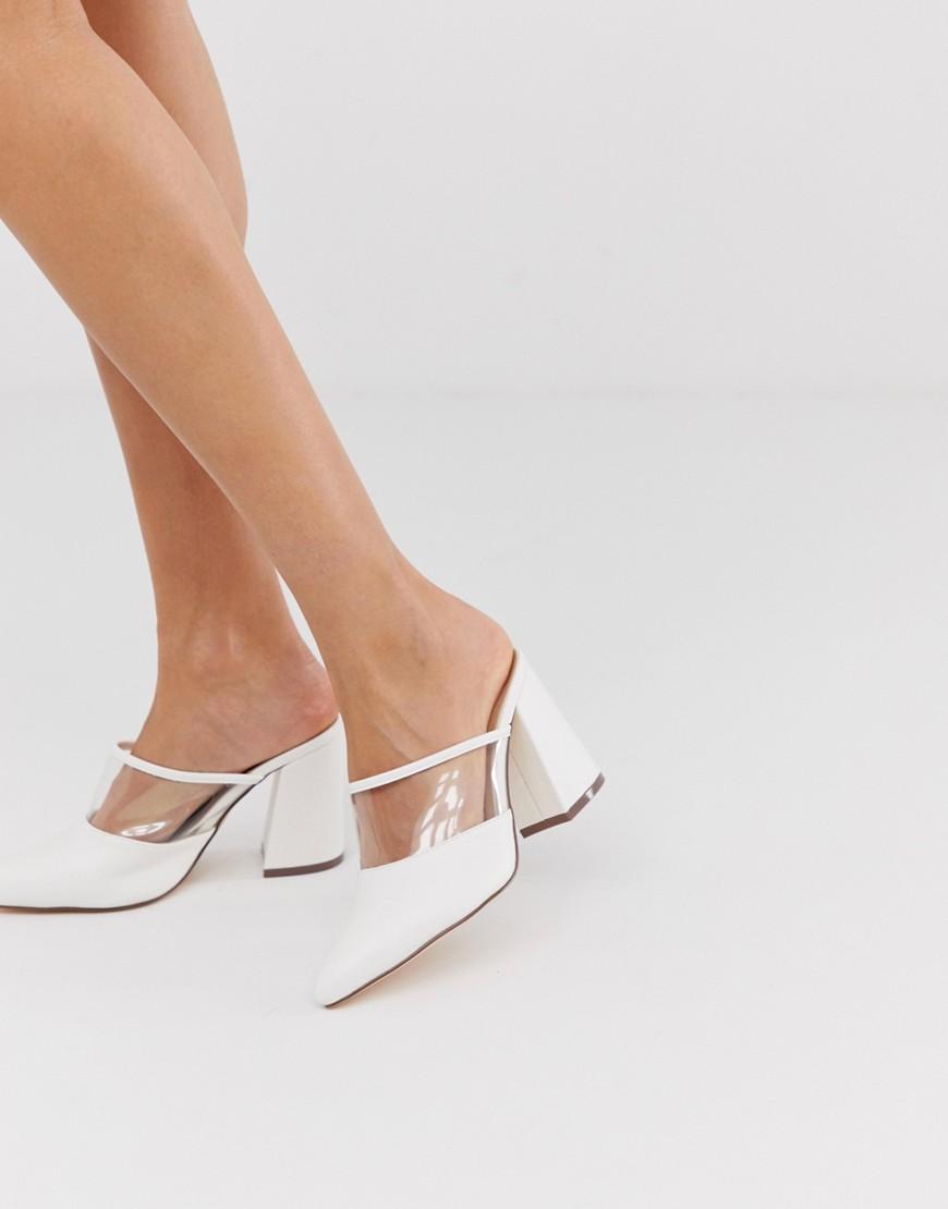 white clear mules