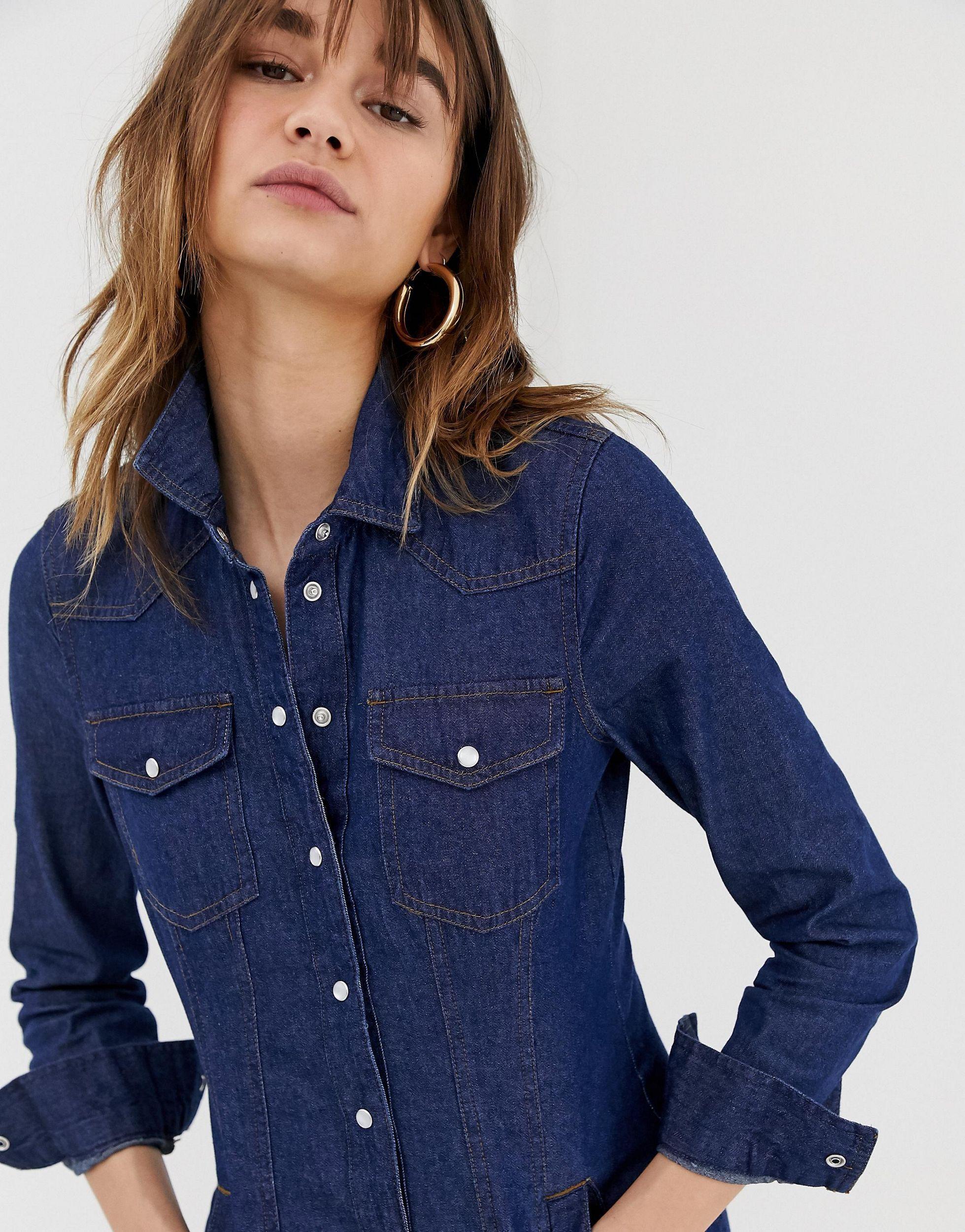 warehouse denim shirt dress