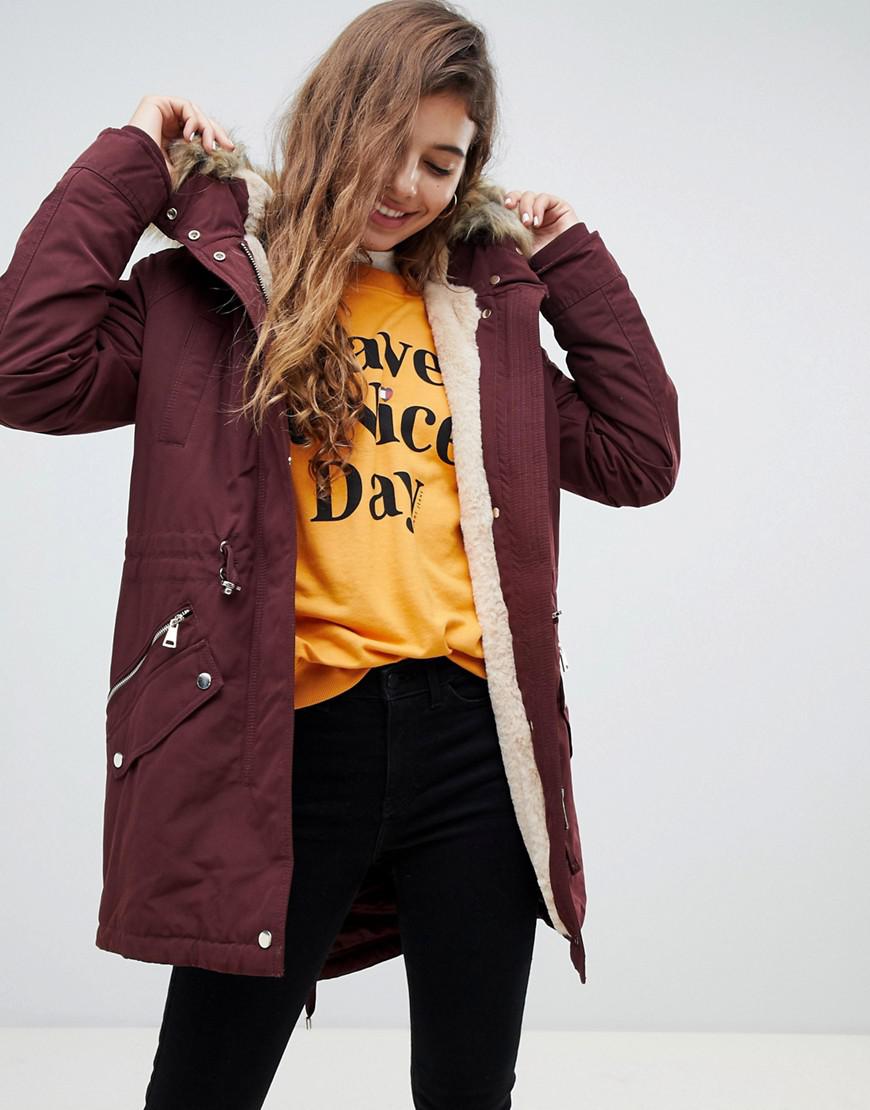 pimkie faux fur collar parka