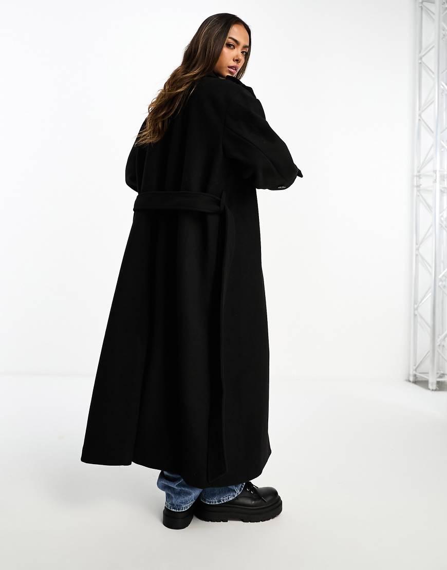 Black longline trench coat hot sale
