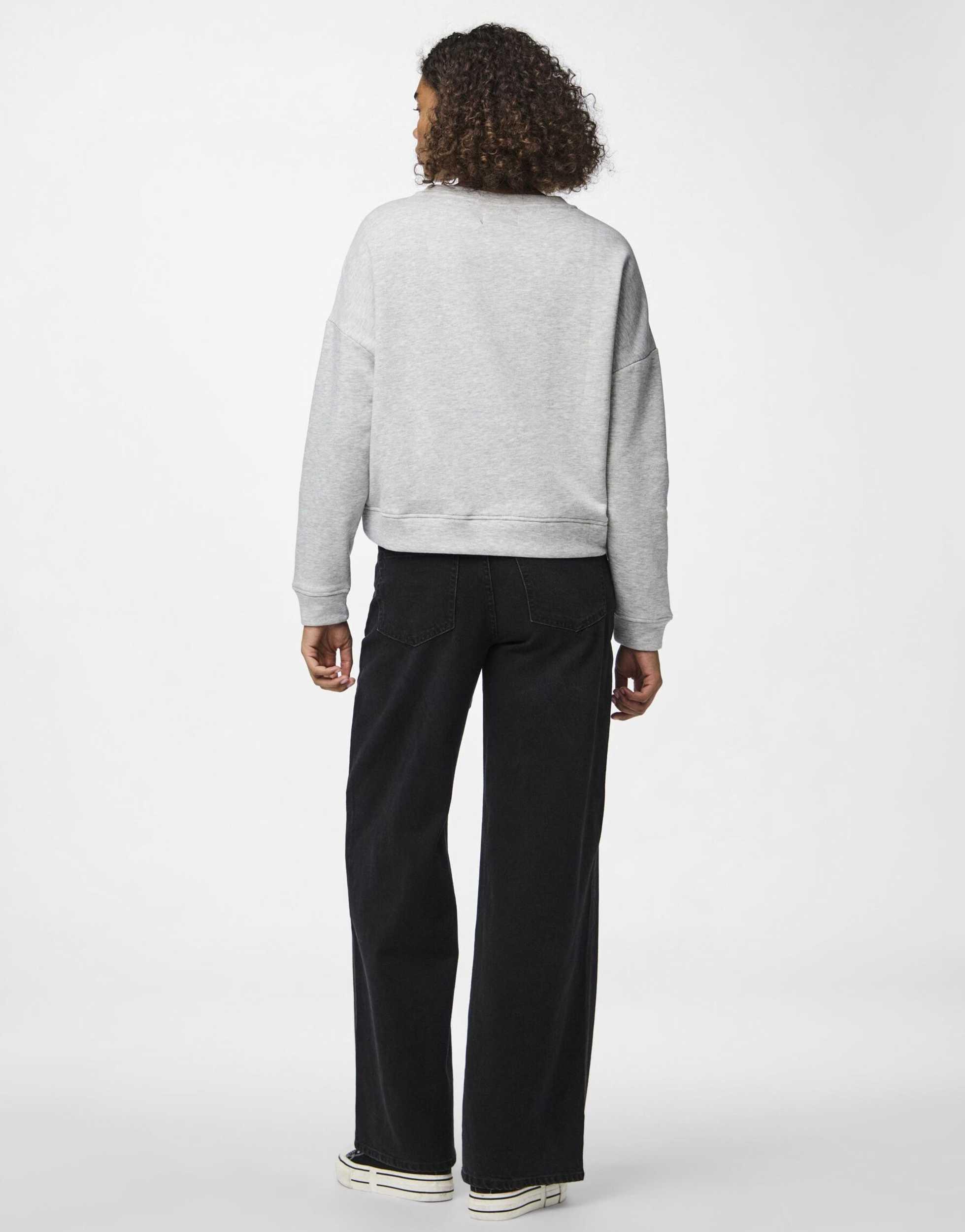 PIECES Damen Sweatshirt | Dänische Marke | Überschnittene Ärmel | Lockere Passform