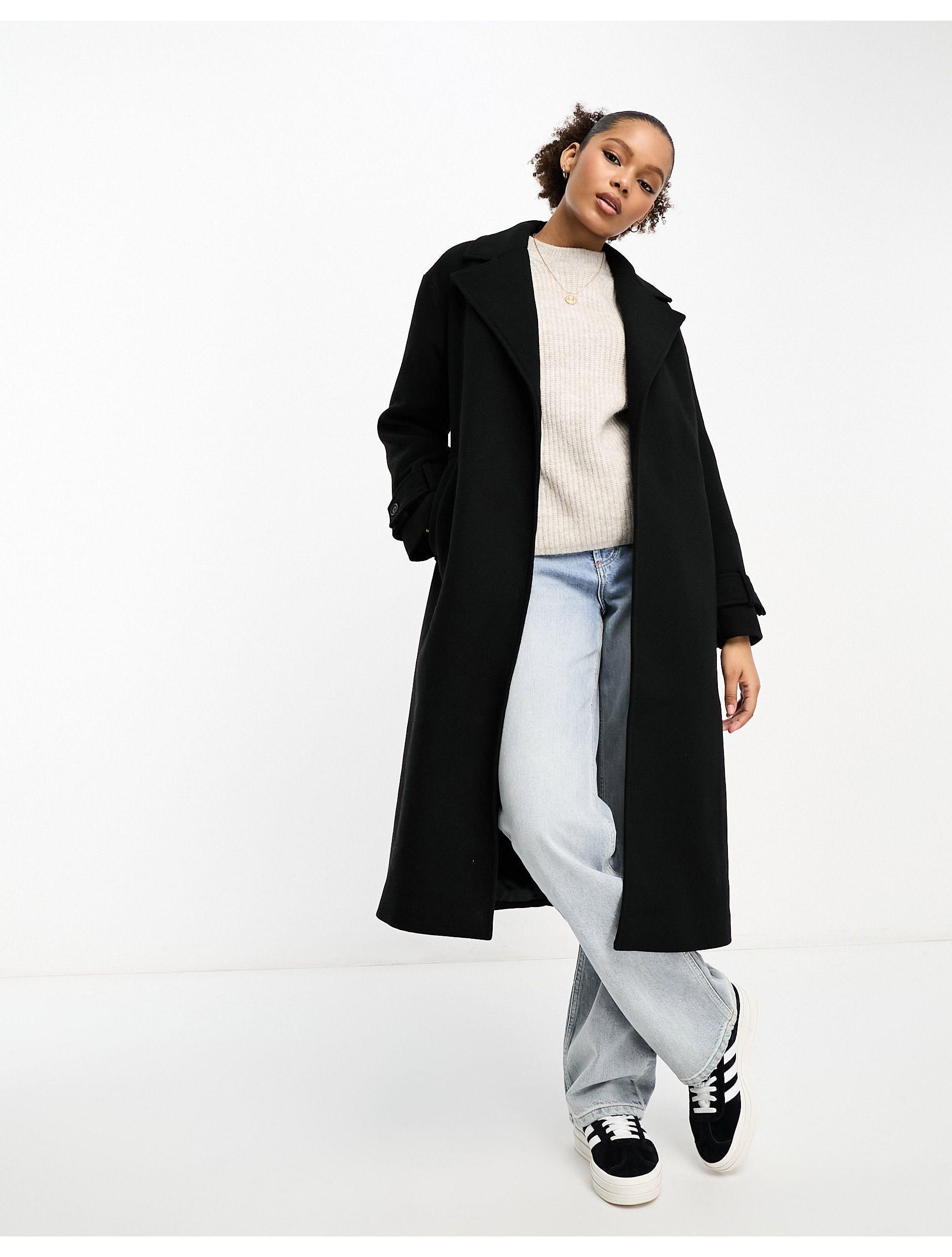 Stradivarius wool tie waist vcr car coat