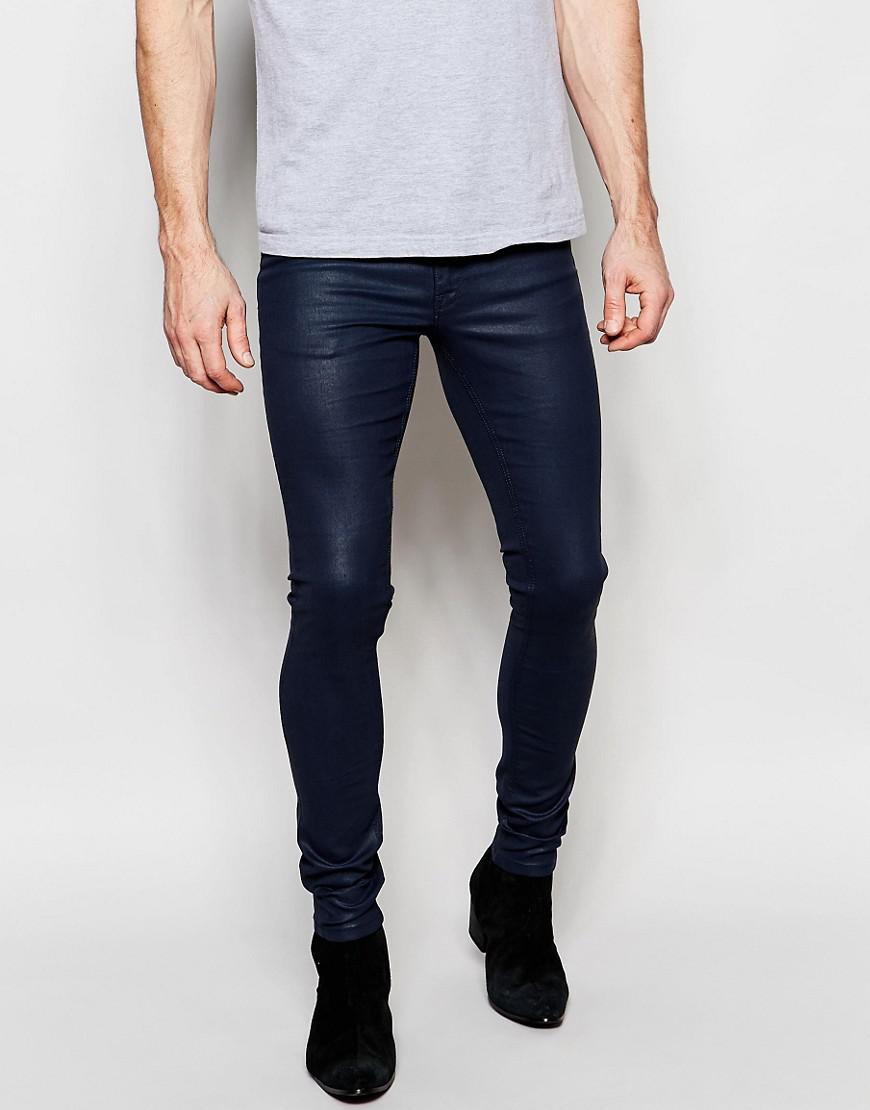 ASOS Denim Extreme Super Skinny Jeans In Heavy Coated Navy in Blue for ...