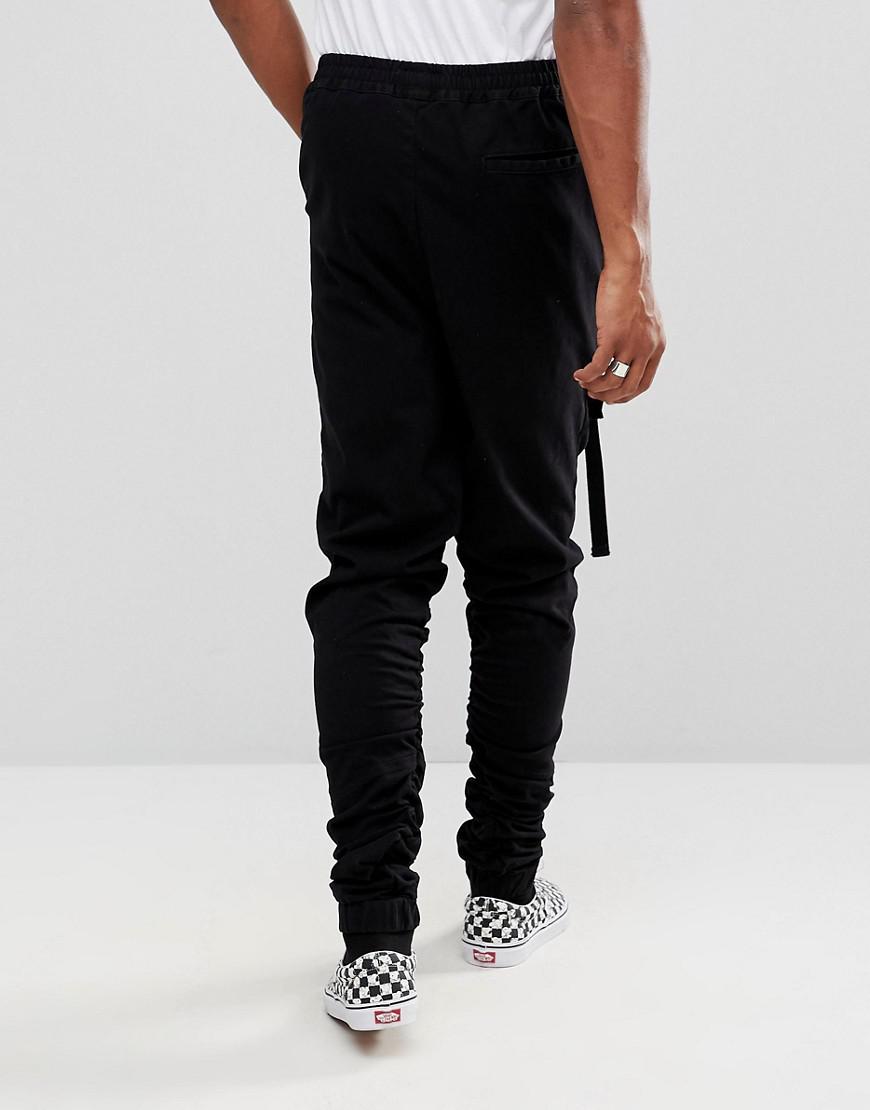 ASOS Denim Asos Drop Crotch Joggers With Ruched Detail And Pockets In ...