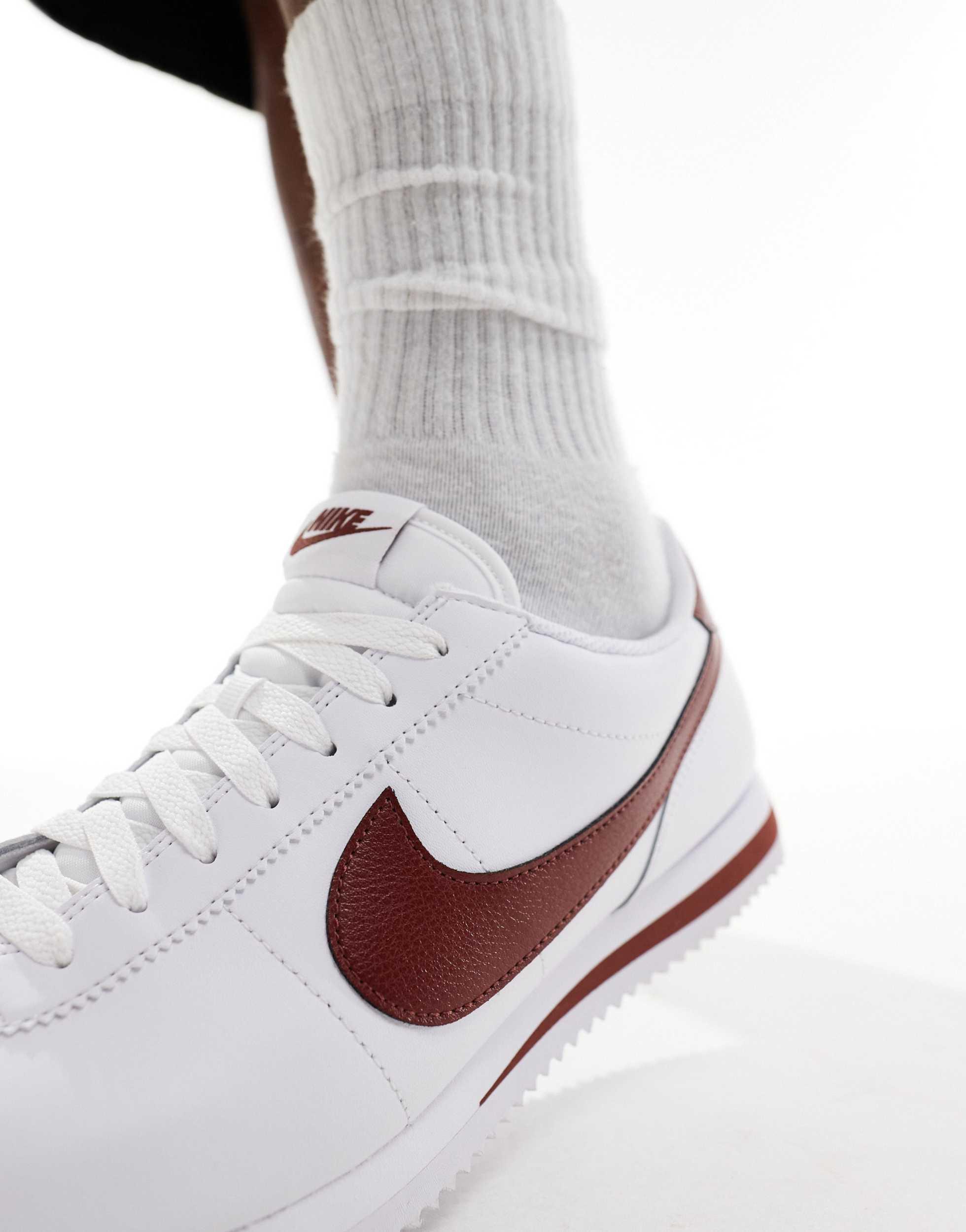 nike cortez maroon and white