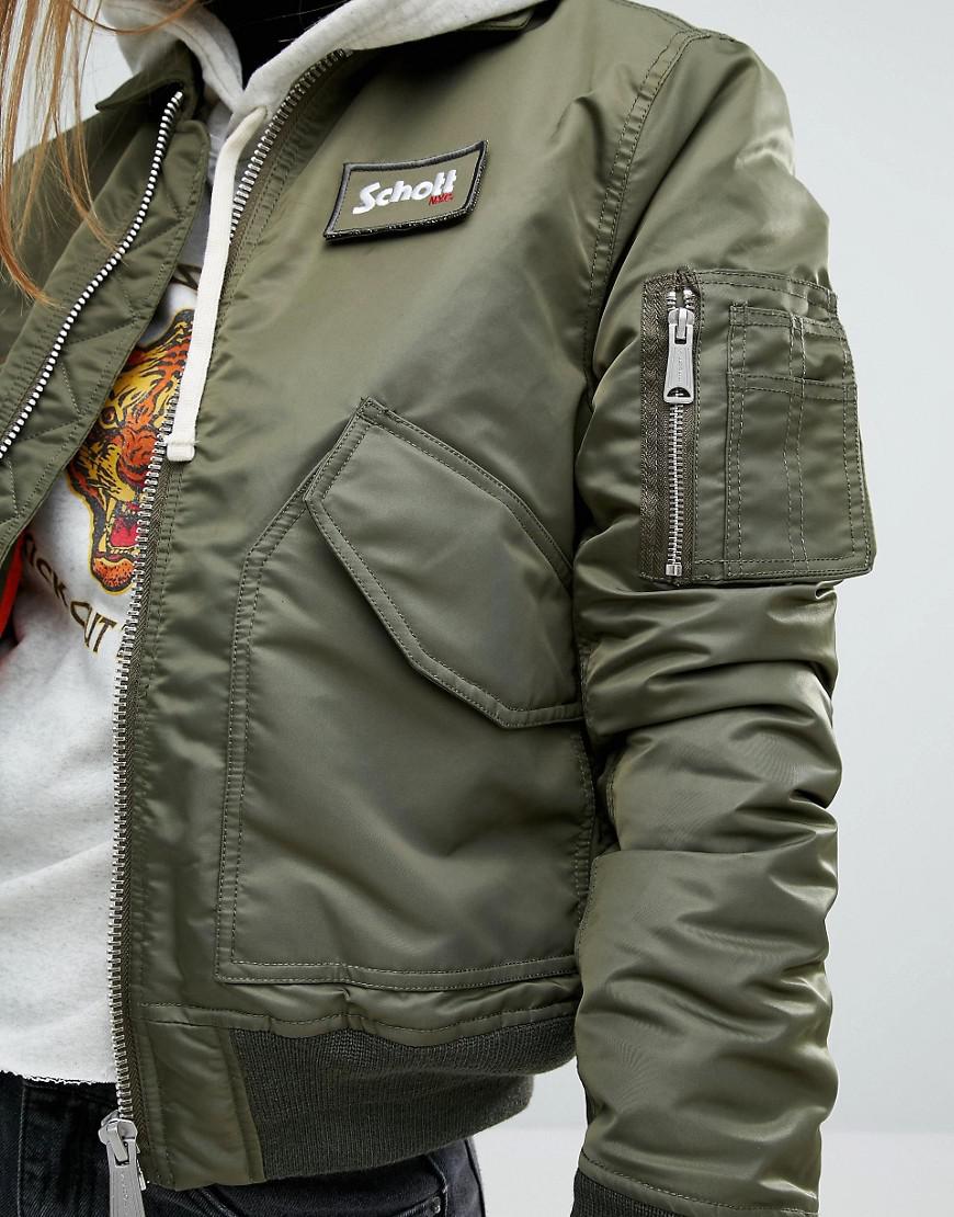 schott green bomber jacket