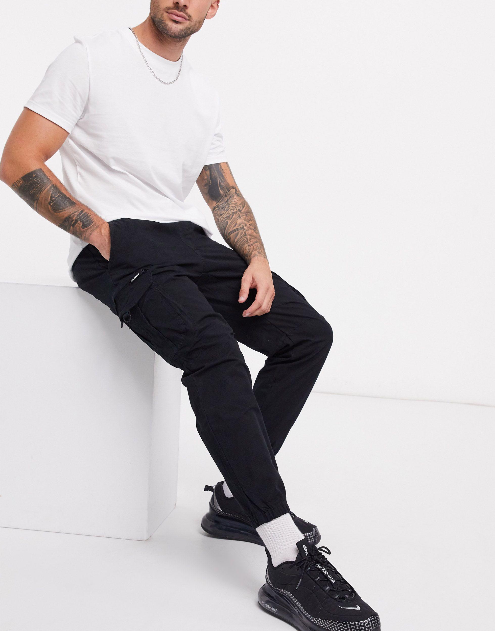Pull&Bear Ripstop Cargo Trousers in Black for Men | Lyst