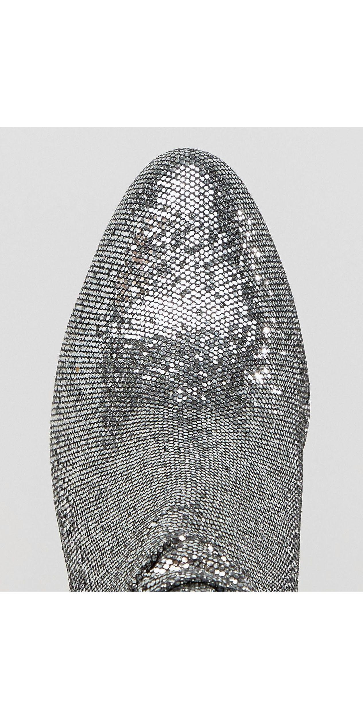 New look shop silver glitter boots