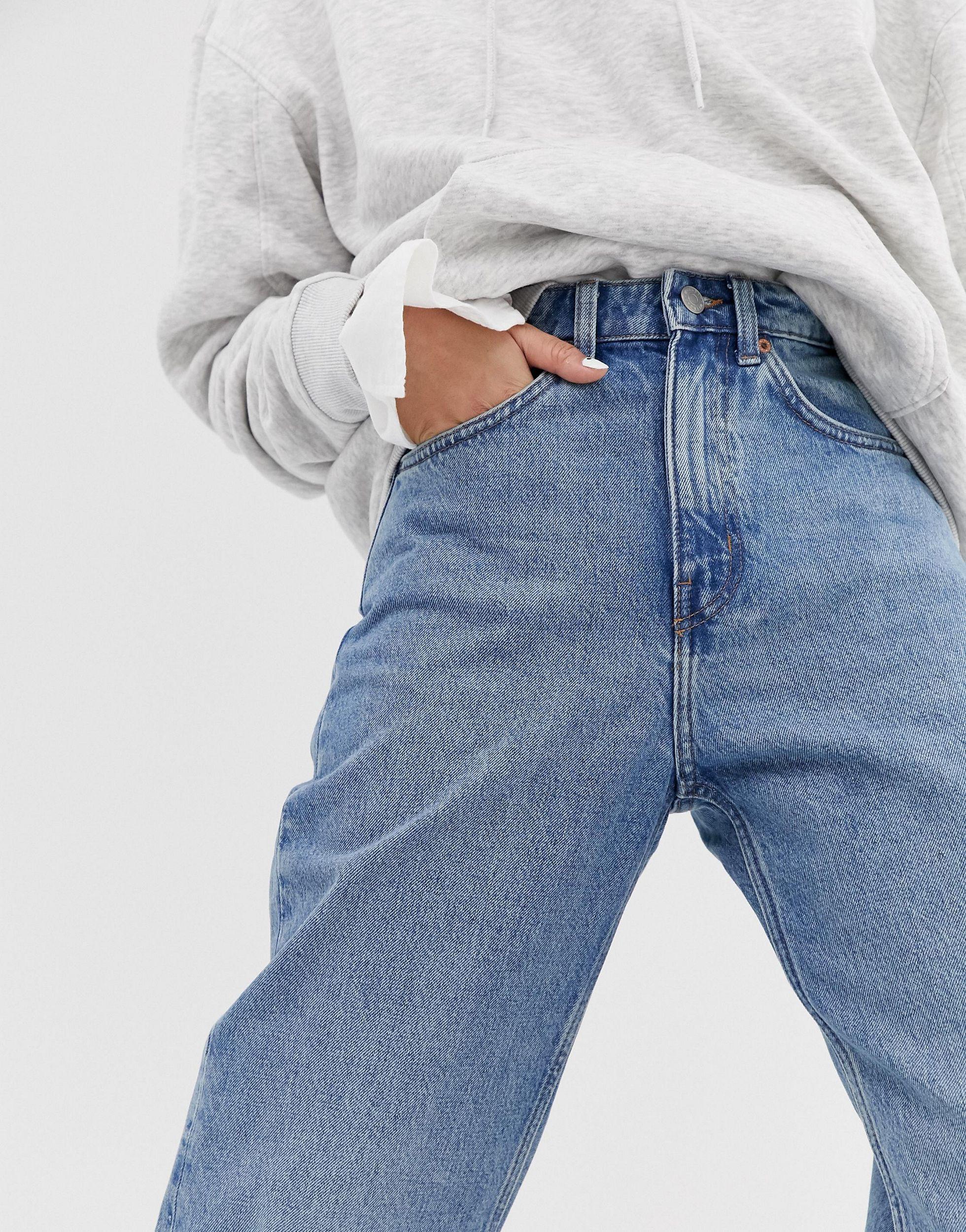 Weekday Lash Cotton Oversized Mom Jeans in Blue