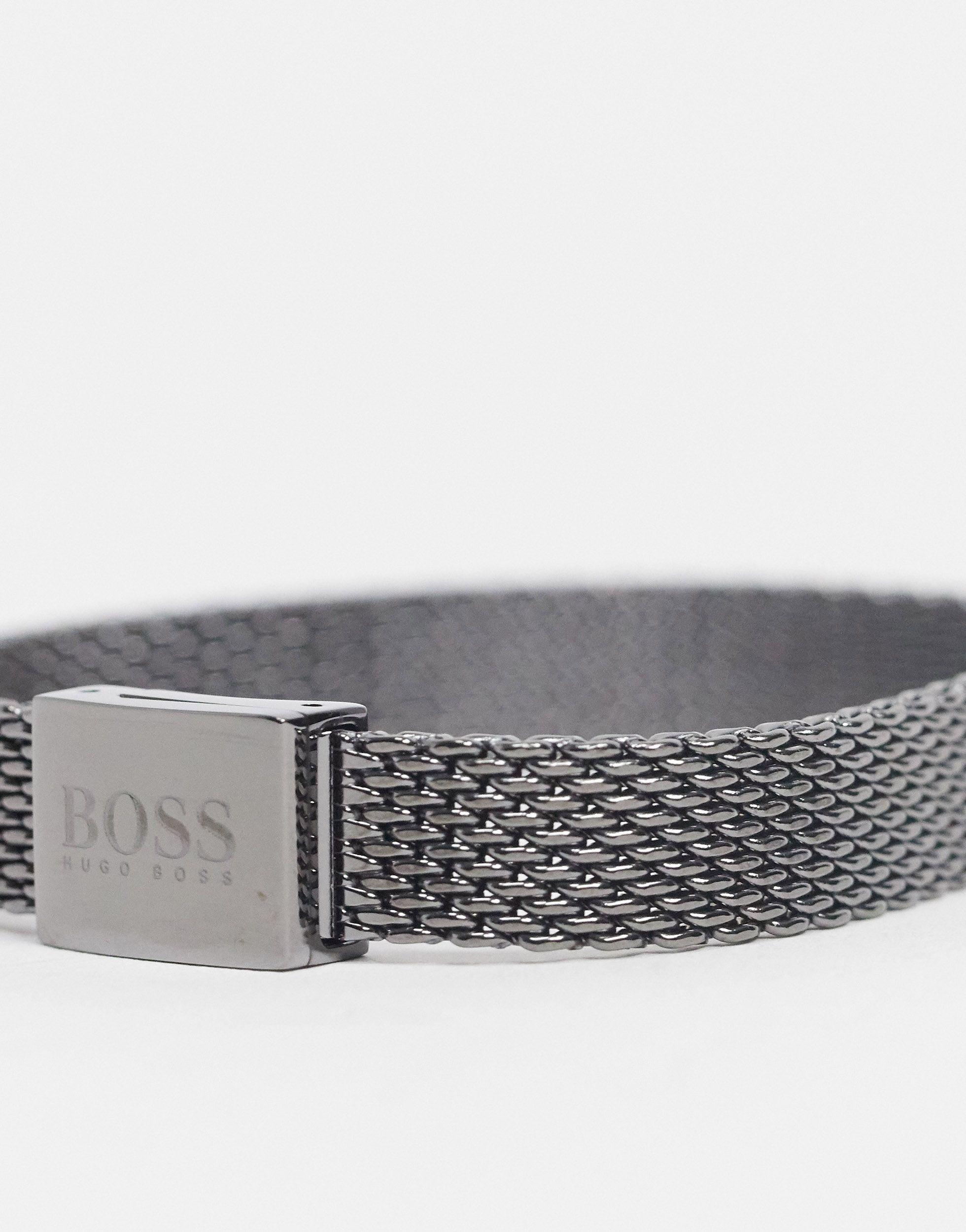 BOSS by HUGO BOSS Metal Mesh Bracelet in Gray for Men | Lyst