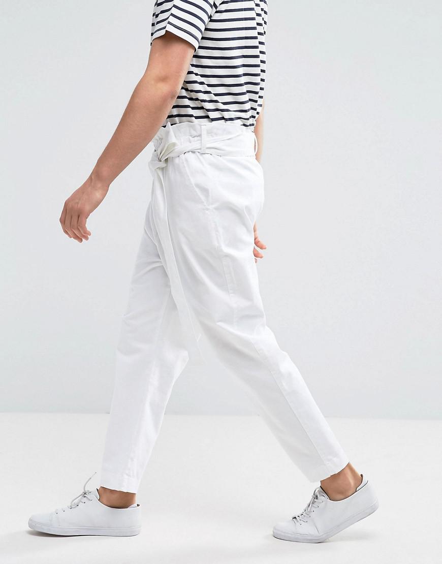 Tapered linen-blend trousers - White - Ladies | H&M GB
