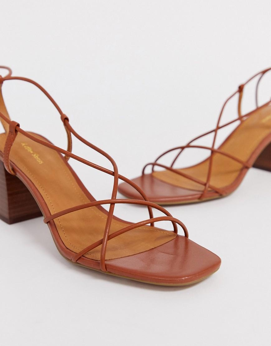 & Other Stories Leather Strappy Heeled Sandals In Cognac in Brown | Lyst