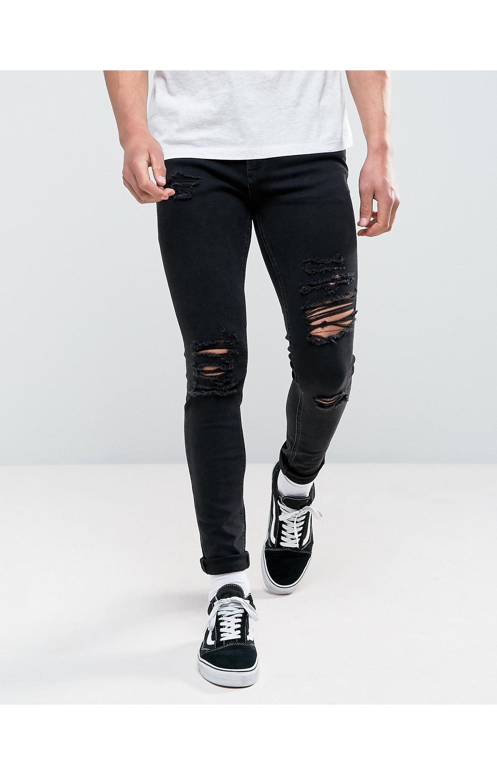 Jack & Jones Denim Intelligence Liam Skinny Fit Ripped Jeans in Black for  Men - Lyst