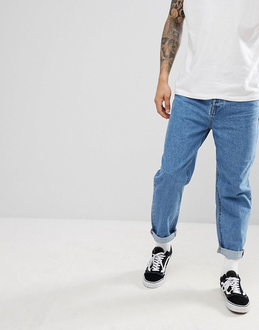 ASOS Denim Skater Jeans In Mid Wash Blue for Men - Lyst
