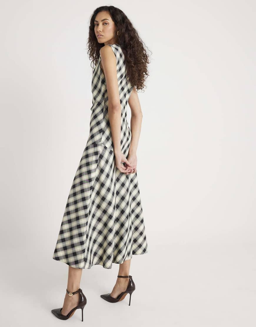 River Island Check Print Knot Maxi Dress in White Lyst UK