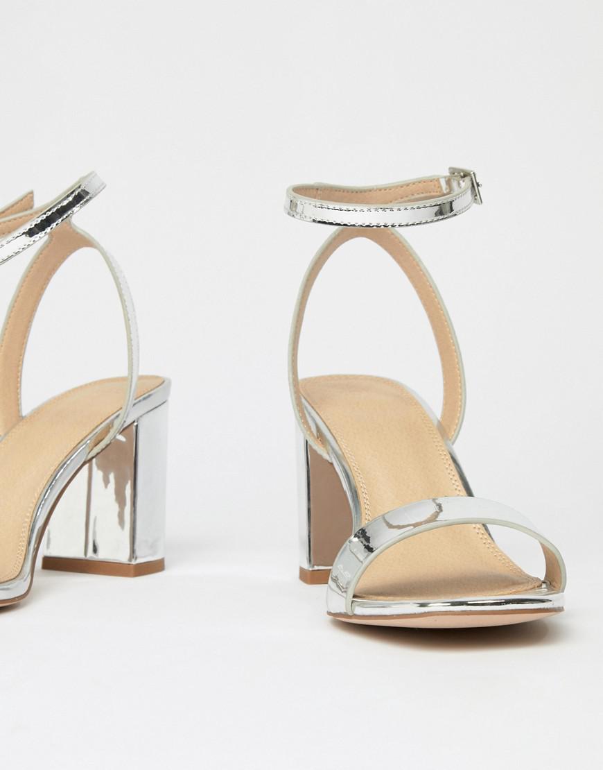 barely there silver block heels
