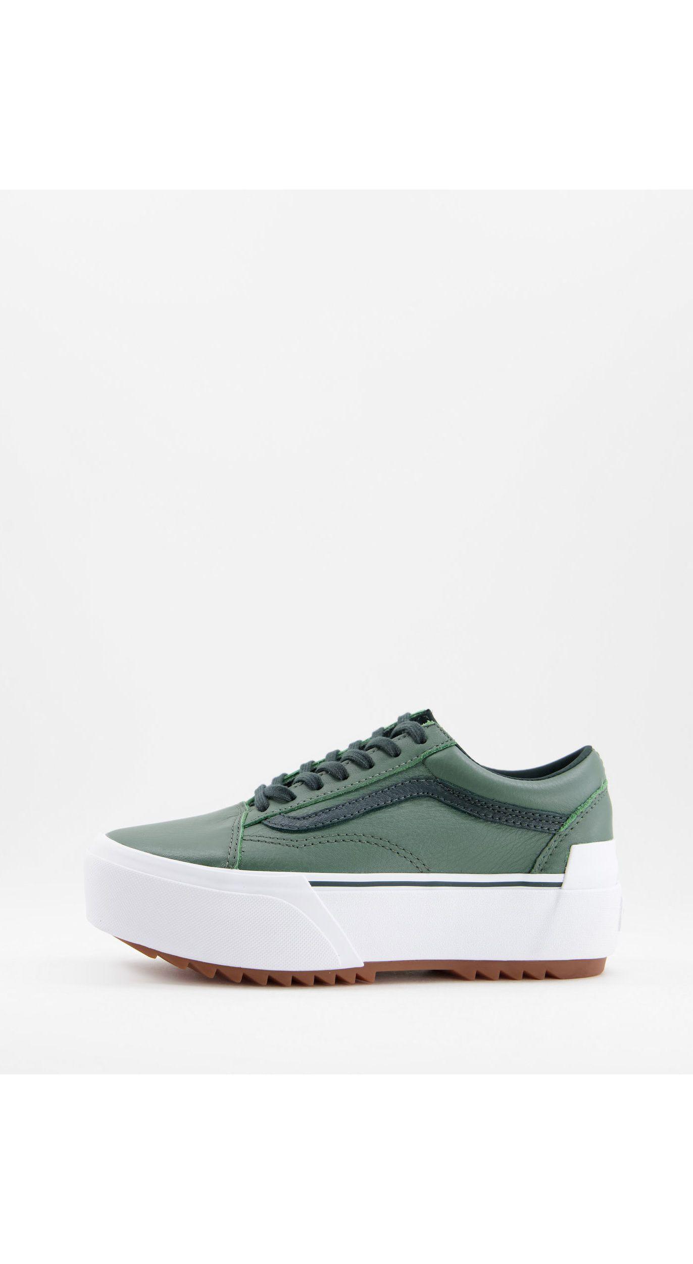 Vans Old Skool Stacked Tumbled Leather Sneakers in Green for Men | Lyst