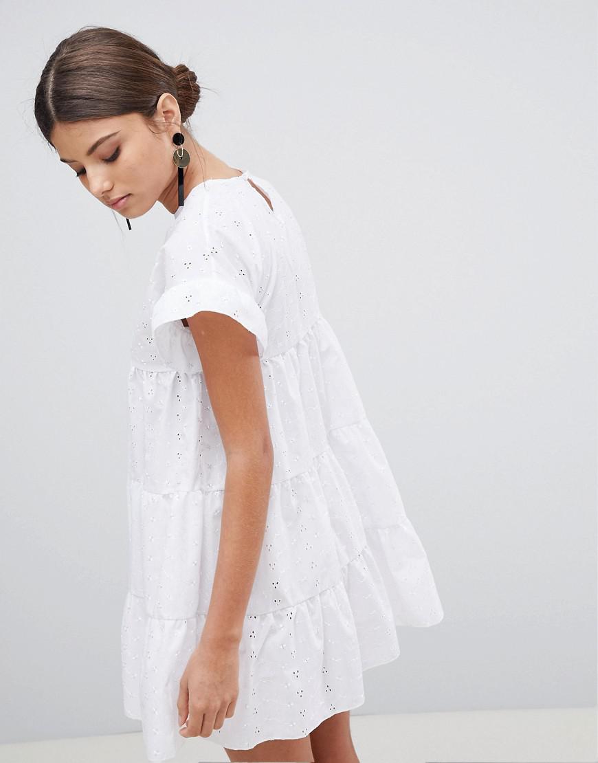 white broderie anglaise smock dress