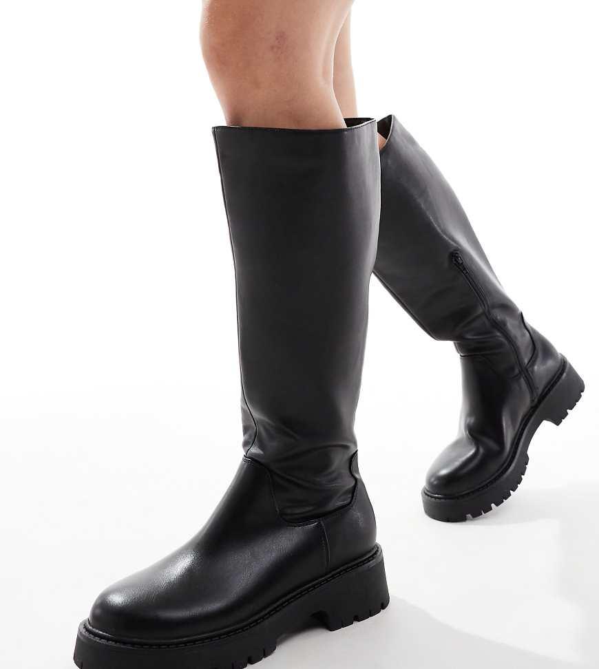 Cuero Botas Negras Altas CaÃ±a Ancha Botas Negras Media CaÃ±a