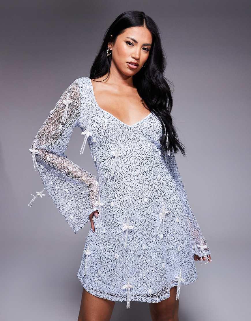 sequin dress long sleeve uk Sequin Dash Long Sleeve Ankle Gown