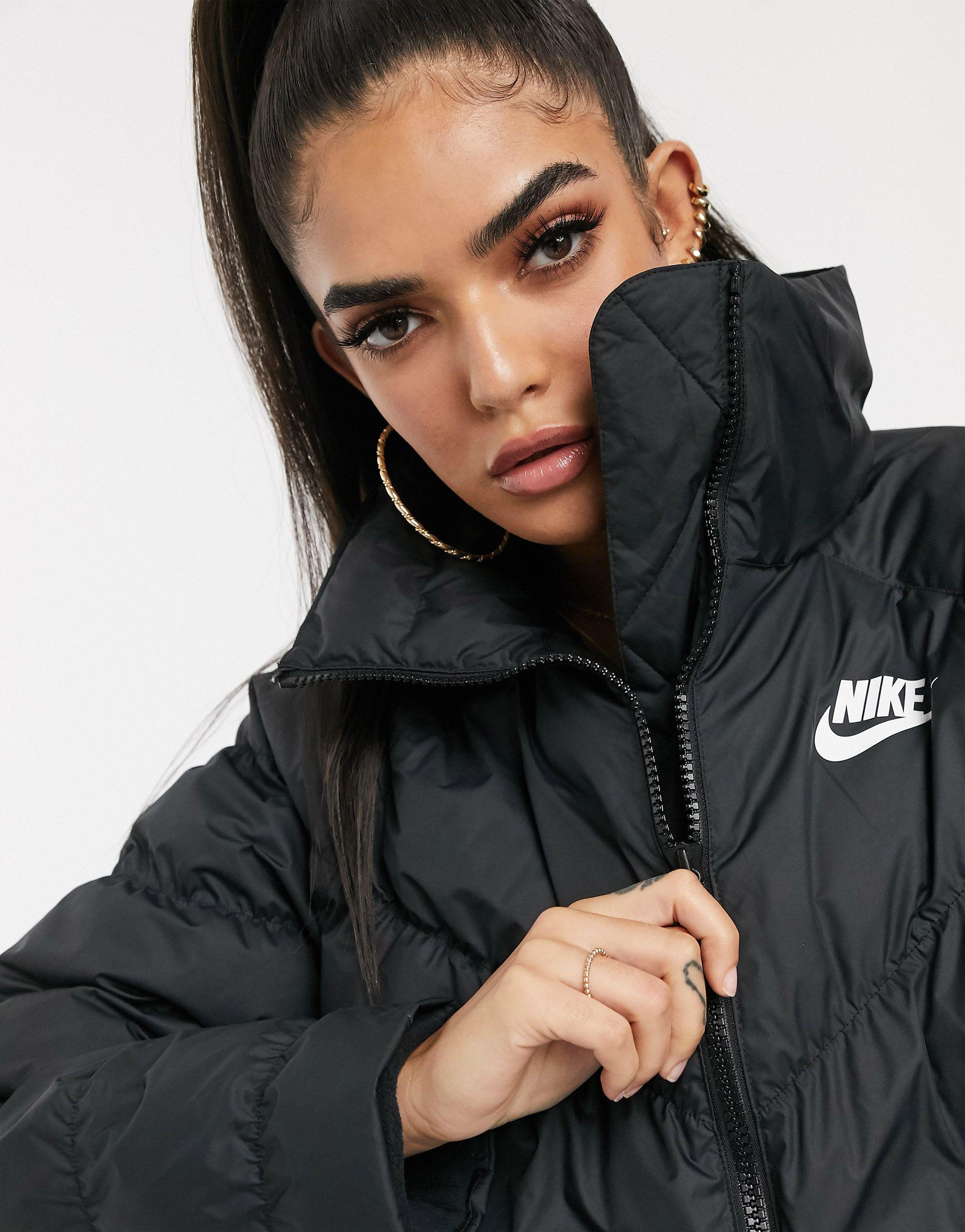 Nike Synthetic Black High Neck Puffer 