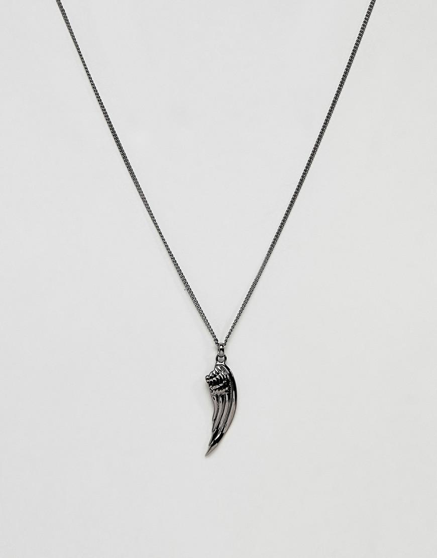Simon Carter Wing Pendant Necklace In Gunmetal In Silver Metallic