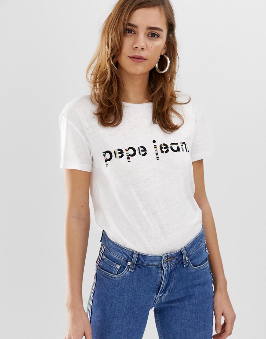 Pepe Jeans Denim Catalina Logo T-shirt in White - Lyst