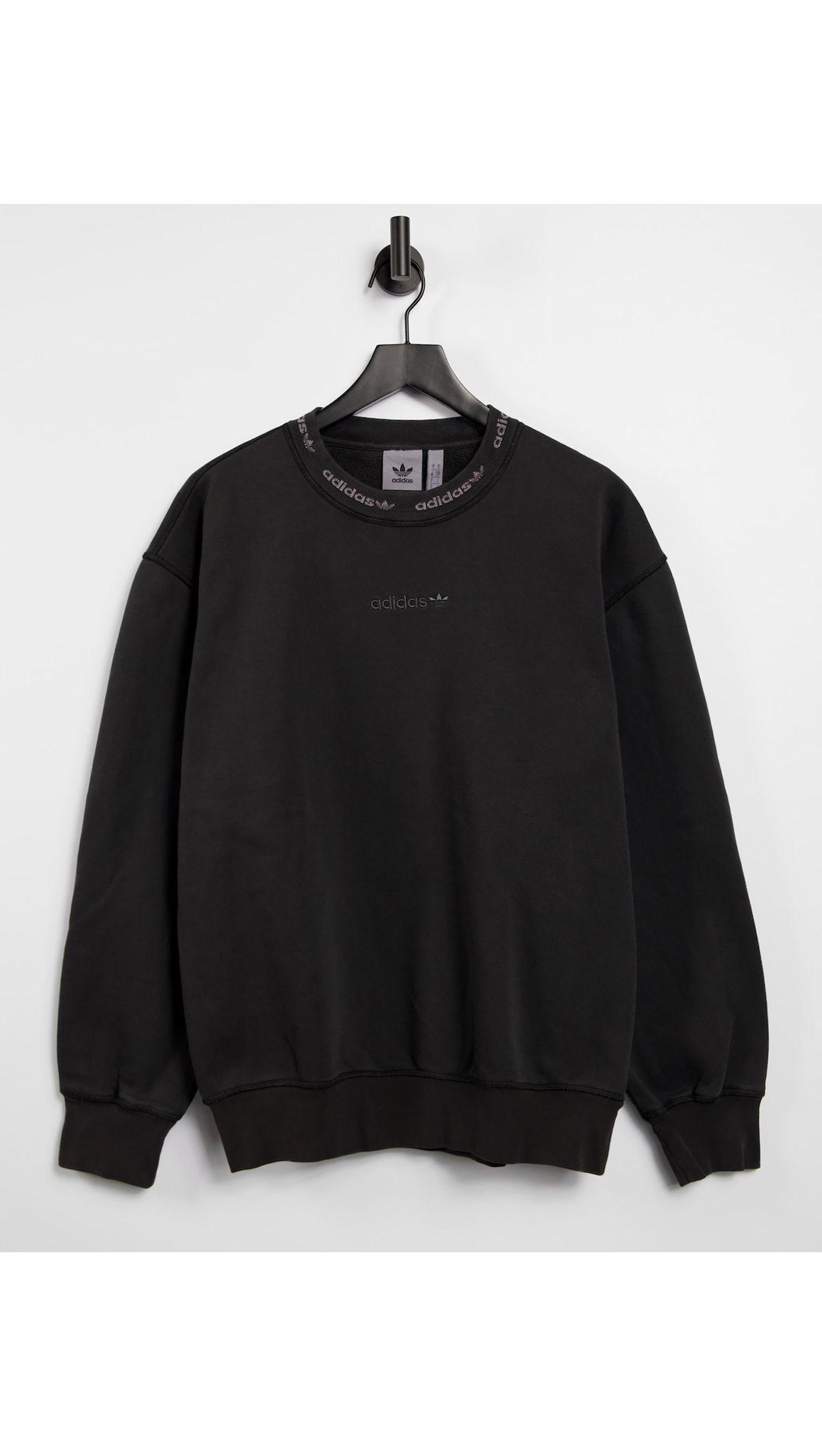 adidas Originals Overdye Premium Rib Sweatshirt With Embroidered Logo in Black Lyst Australia