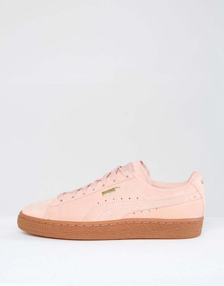 PUMA Pink Suede Classic Sneakers With Gum Sole | Lyst