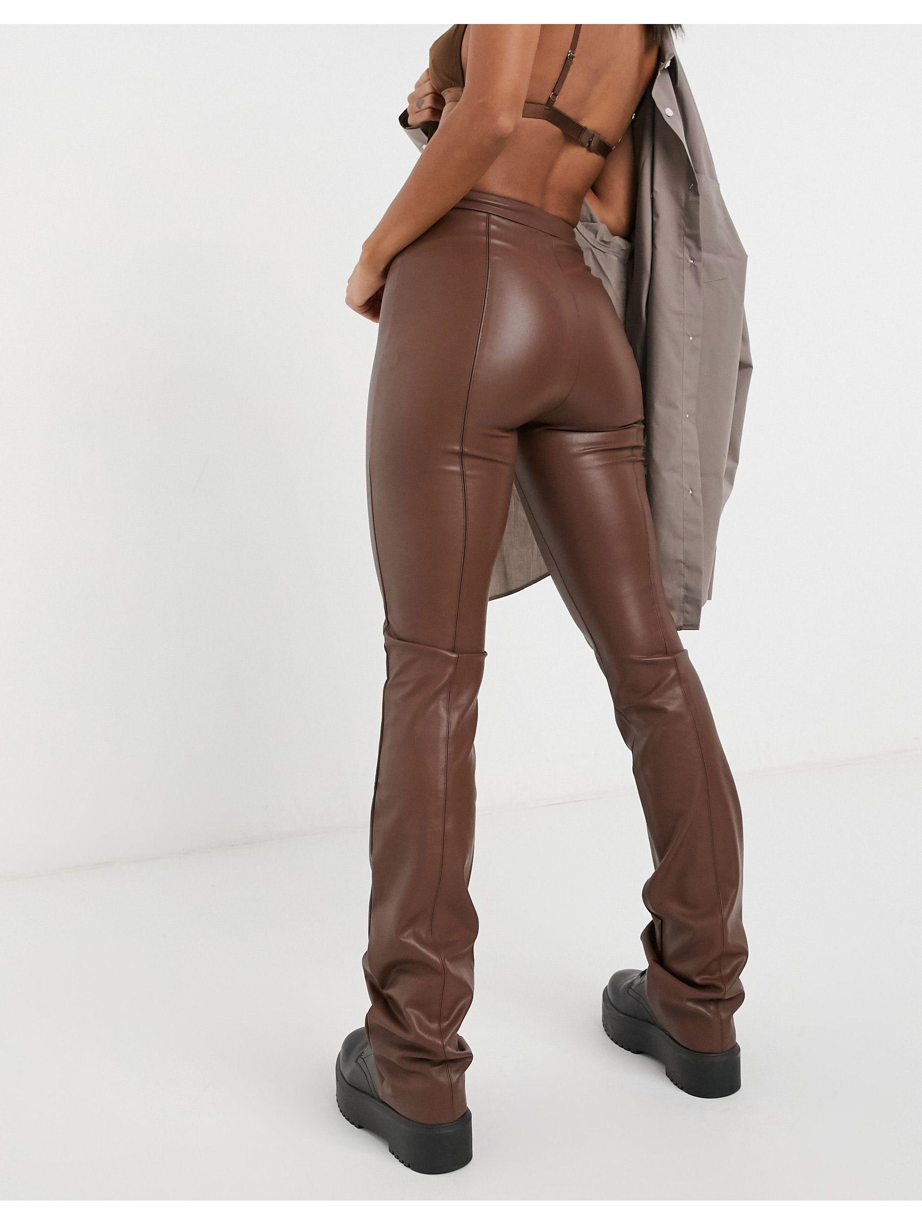Pull\u0026Bear Denim Faux Leather Flare 
