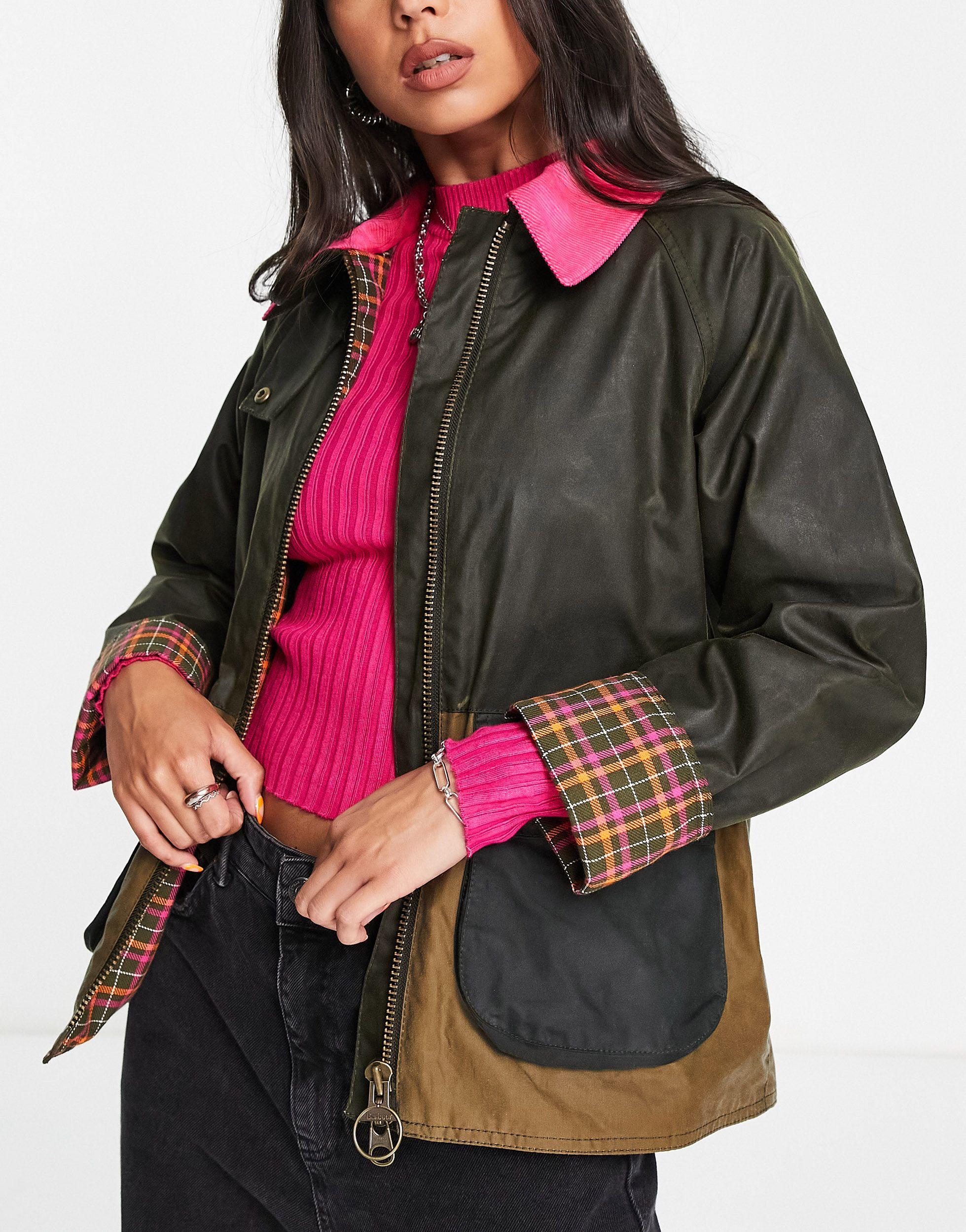 Barbour X Asos Exclusive Lorna Patchwork Wax Jacket in Red | Lyst